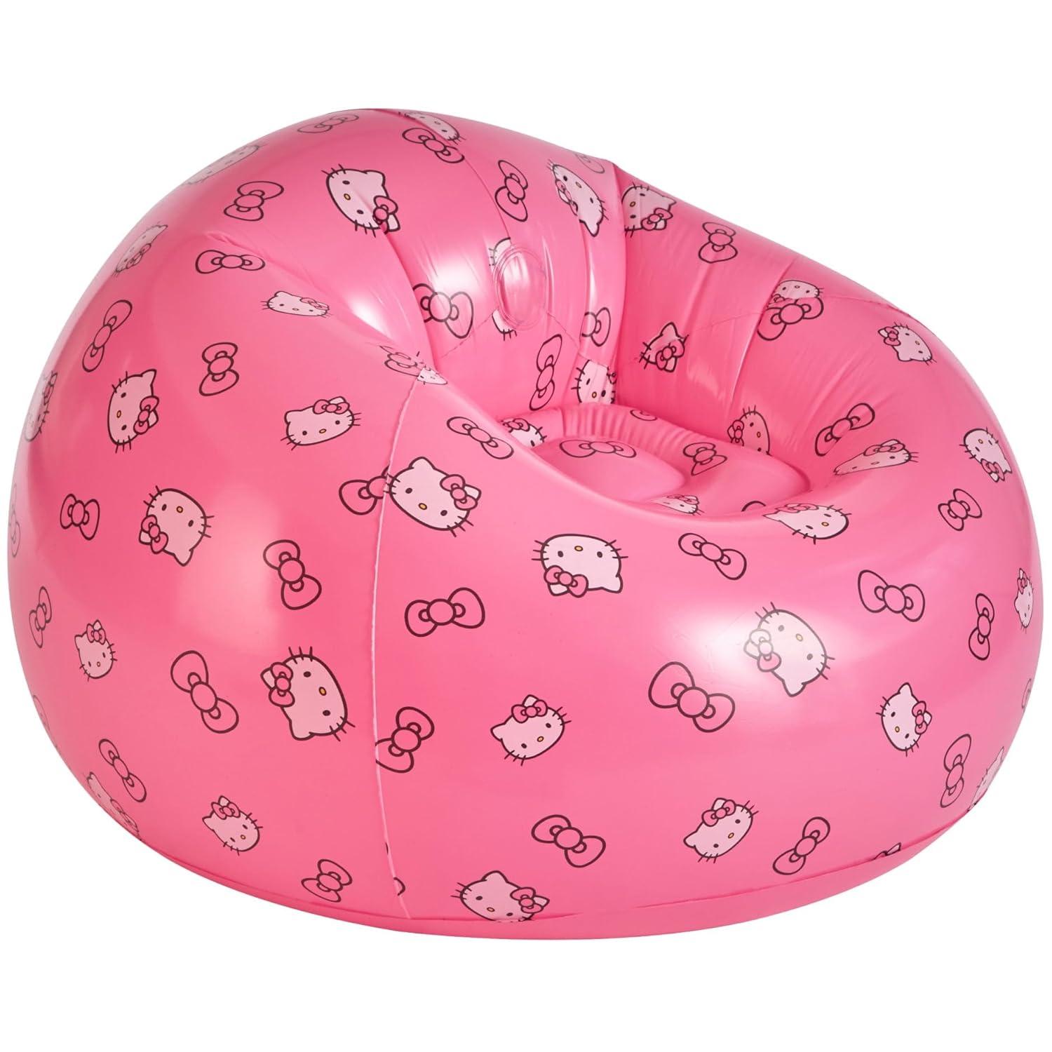 Sanrio Hello Kitty Portable Inflatable Gaming Chair,Kids Fun Comfy Lounge Seat, Ideal for Playrooms and Room Décor