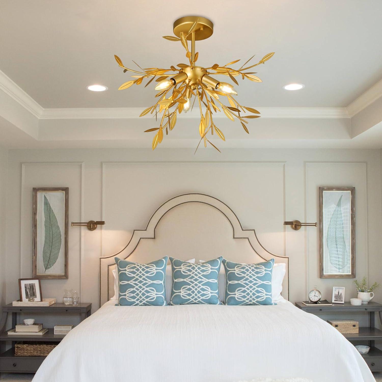 Elegant Lighting Priscilla 18.5 inch flush mount in gold leaf