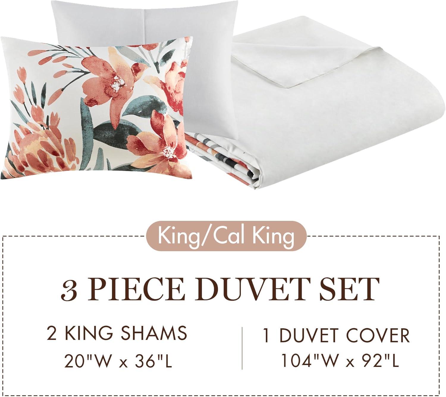 Madison Park Dahlia 3 Piece Floral Cotton Duvet Cover Set