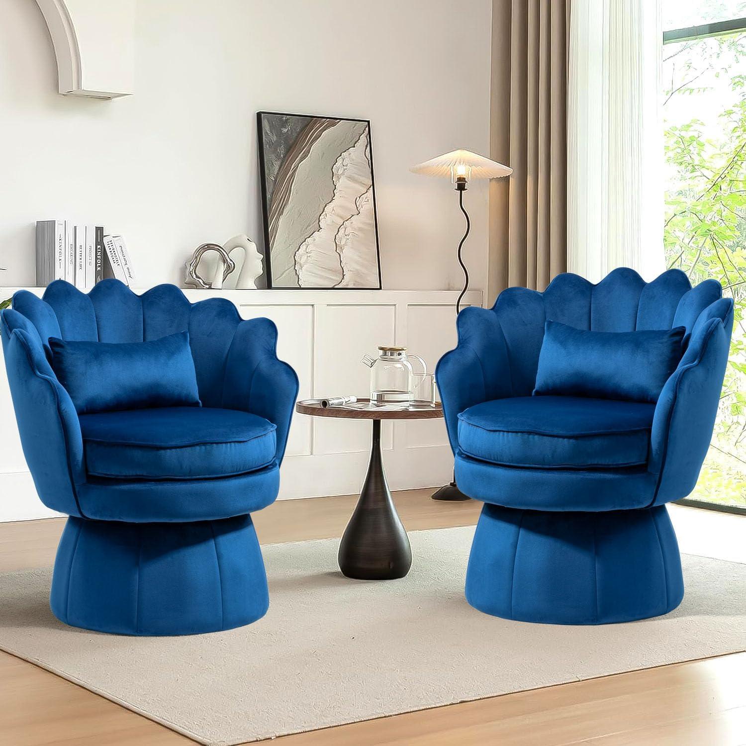 House of Hampton® Upholstered Velvet Swivel Barrel Accent Chair (Set of 2)