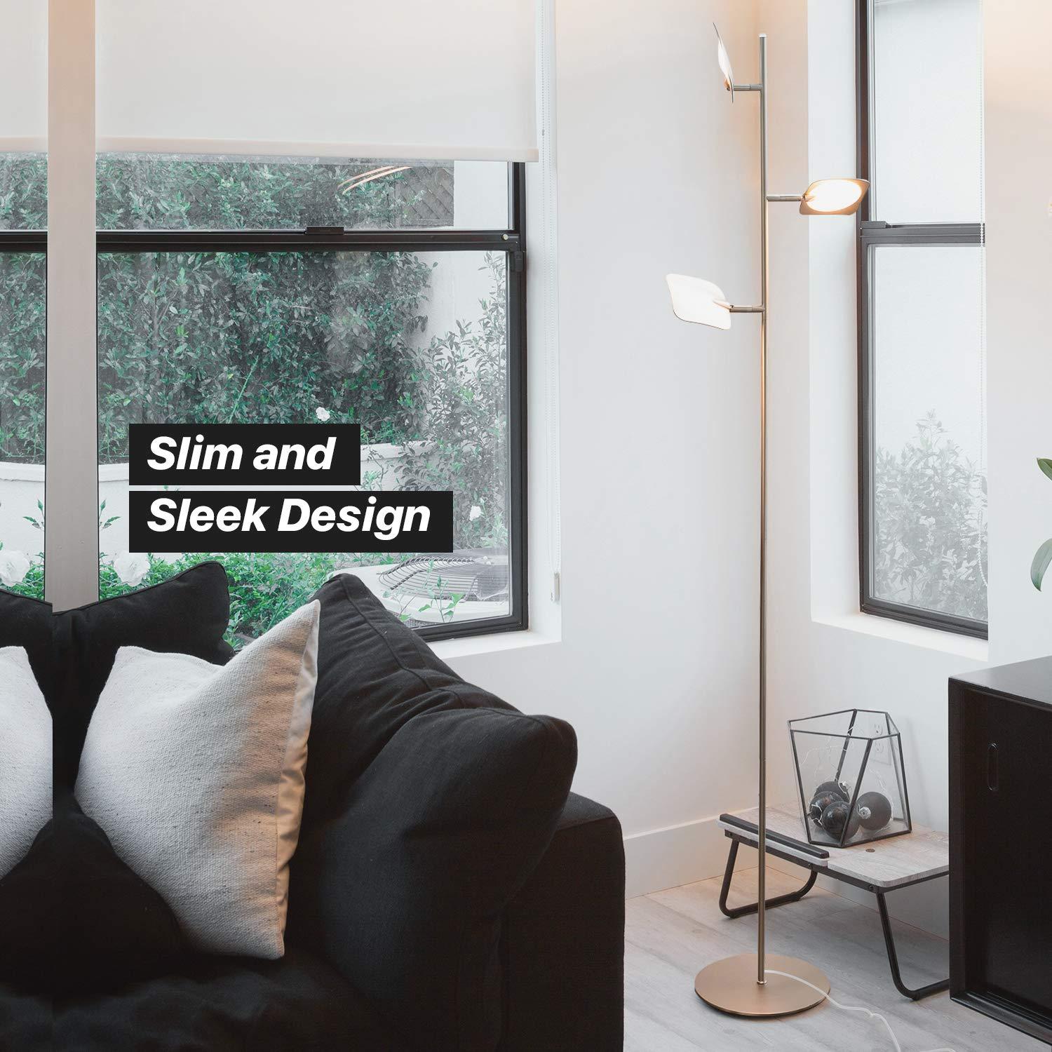 Brightech Tree Industrial LED 3-Way Dimming Floor Lamp with 3 Adjustable Spot Lights