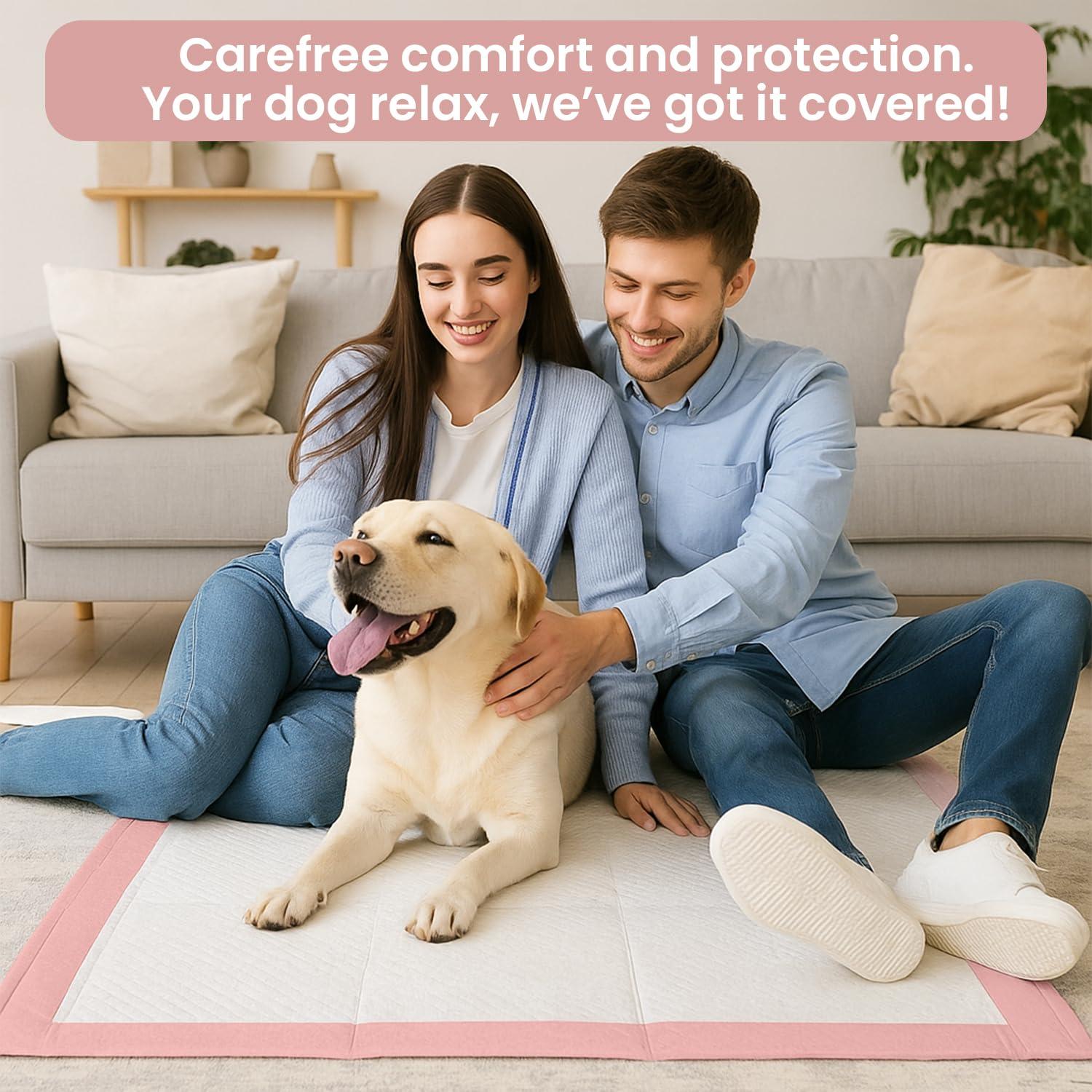 FPN Pink Puppy Pee Pads, 13X18 in 100Pack, Pet Toilet Training Pad Ultra Absorbent, Leak-Proof  for Puppies, Dogs, & Small Pets 5-Layer Protection