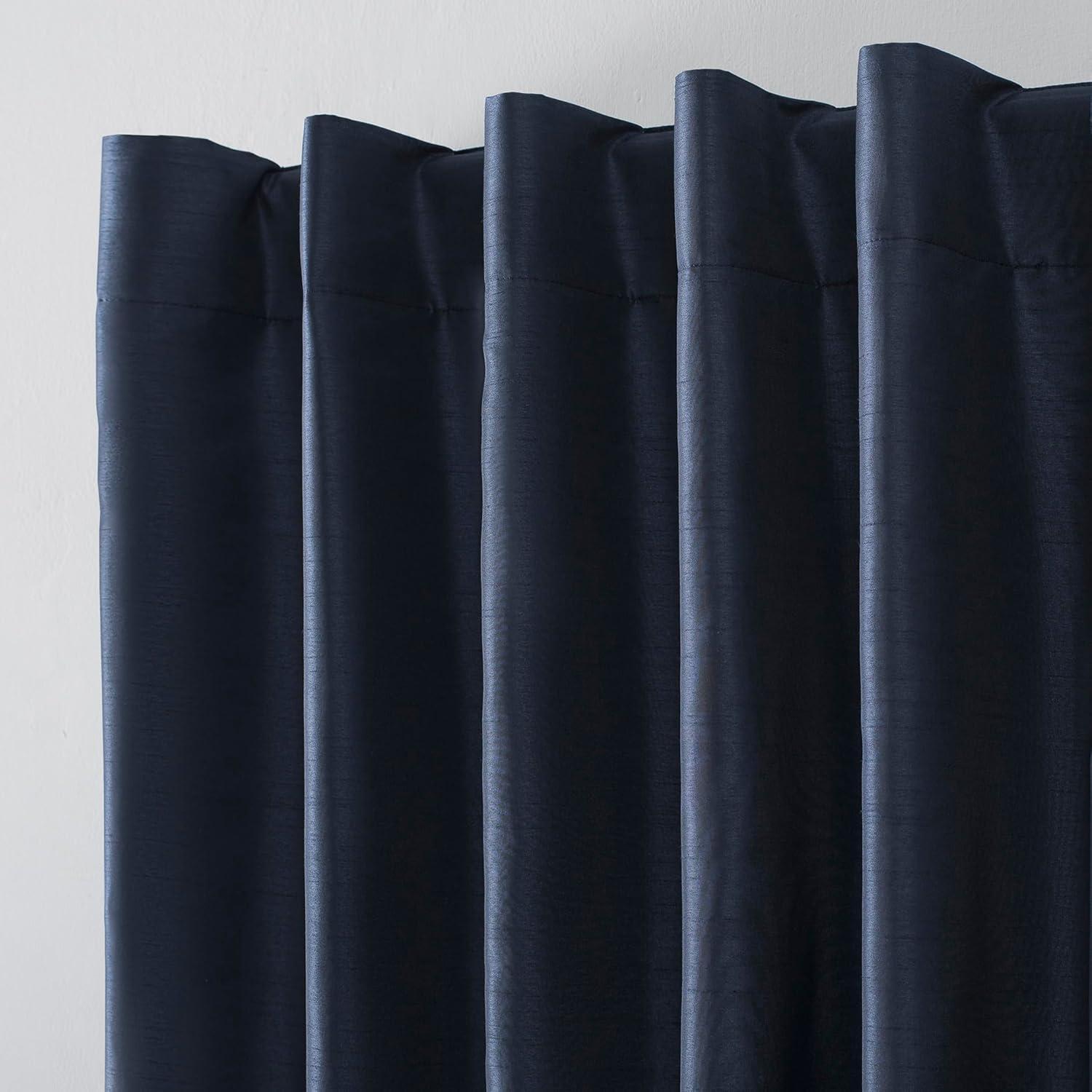 Faux Dupioni Silk Thermal Extreme 100% Blackout Back Tab Curtain Panel