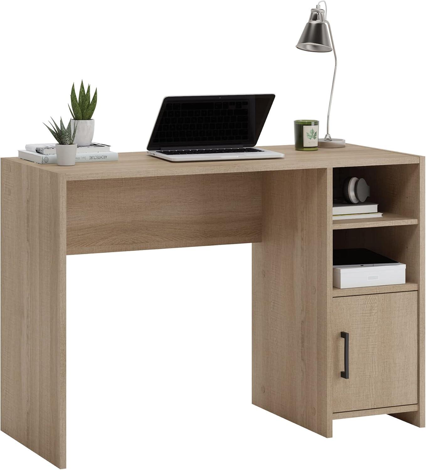 Summer Oak Finish Compact Wood Desk with Storage