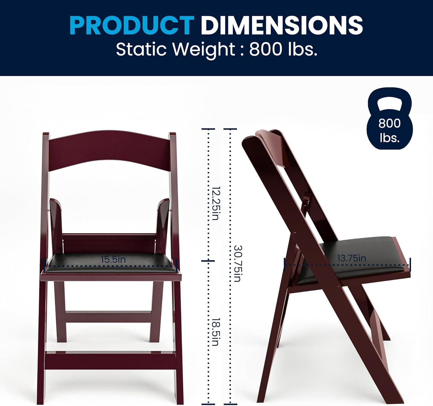 Flash Furniture Hercules Folding Chair - Red Mahogany Resin - 4 Pack 800LB Weight Capacity Comfortable Event Chair - Light Weight Folding Chair