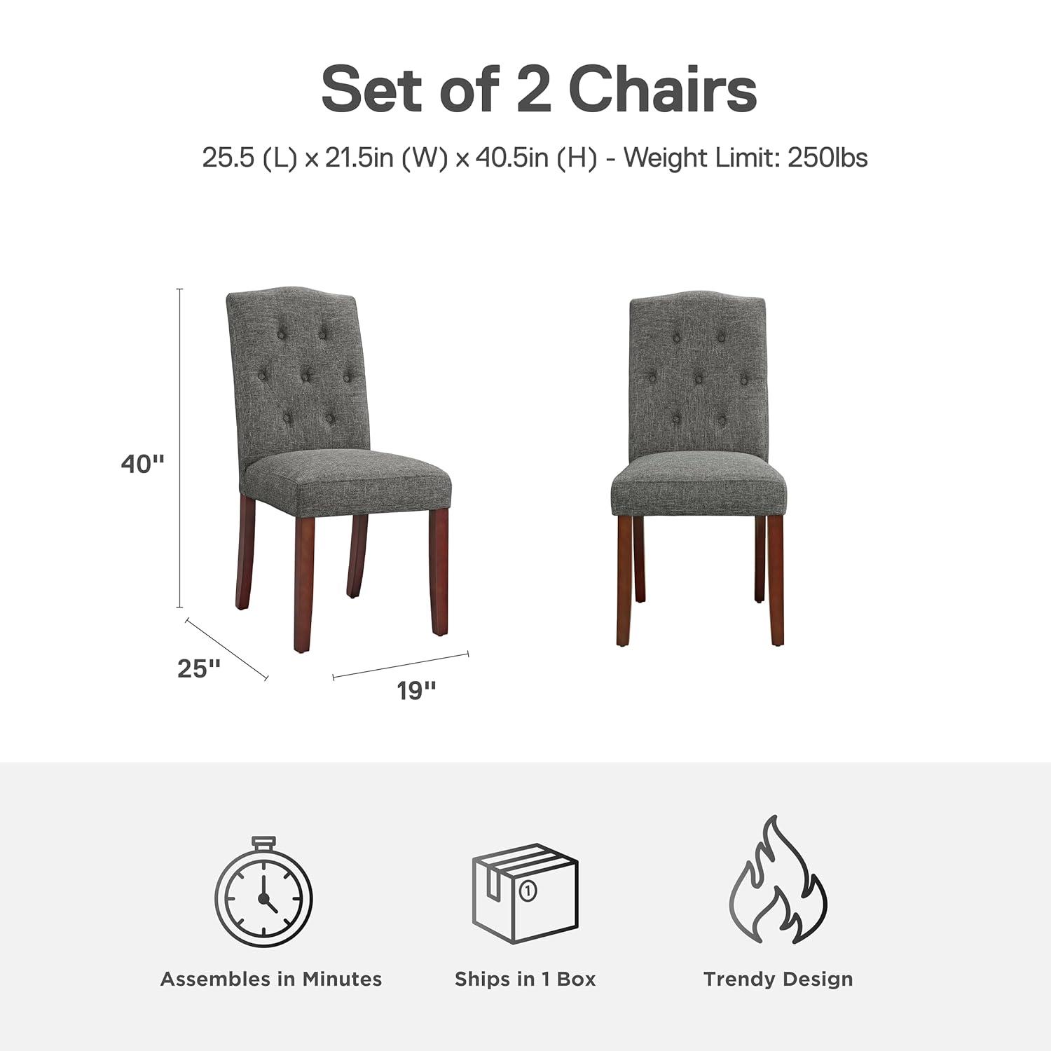Dorel Living Claudio Tufted Dining or Living Room Accent Chair in Gray