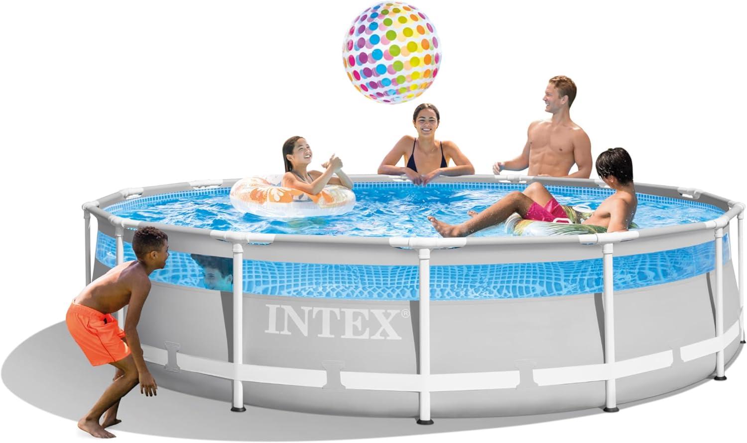 Intex: 14' x 42" Prism Frame: Clearview Premium Pool Set - Above Ground Pool Set, 3357 Gallon Capacity, Hydro Aeration Technology, Includes Filter Pump, Ground Cloth, Pool Cover & Ladder, Ages 6+