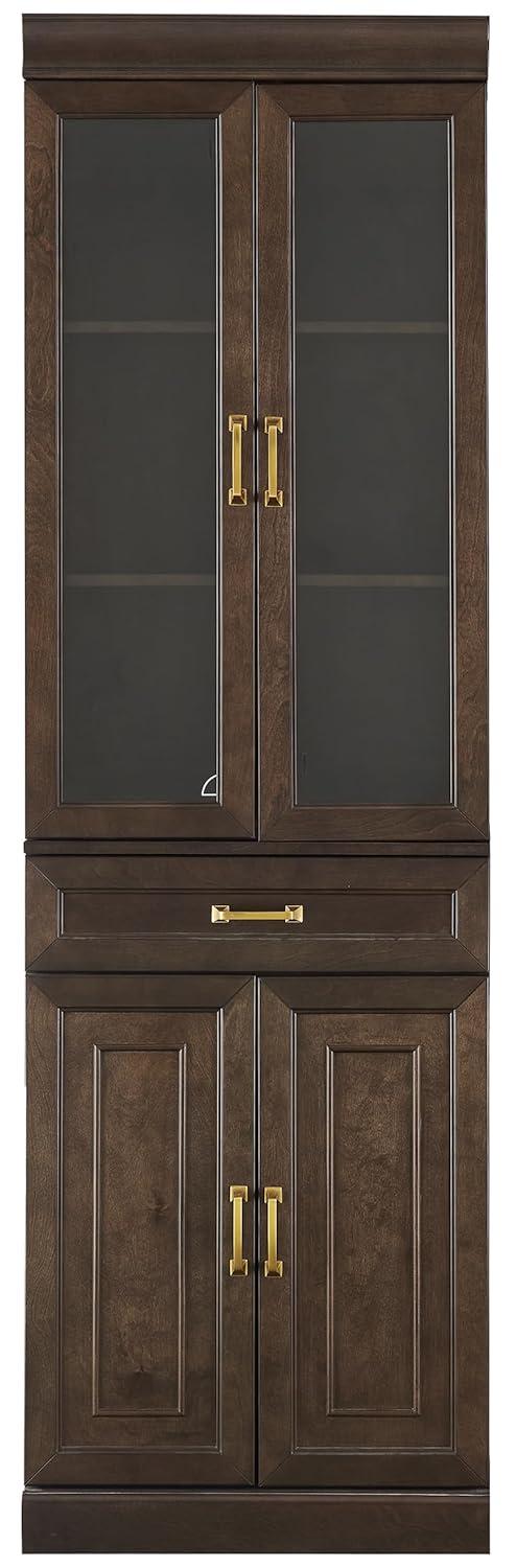 Crosley 78" Stanton Glass Door Kitchen Storage Pantry Cabinet Coffee: Traditional Style, Adjustable Shelves