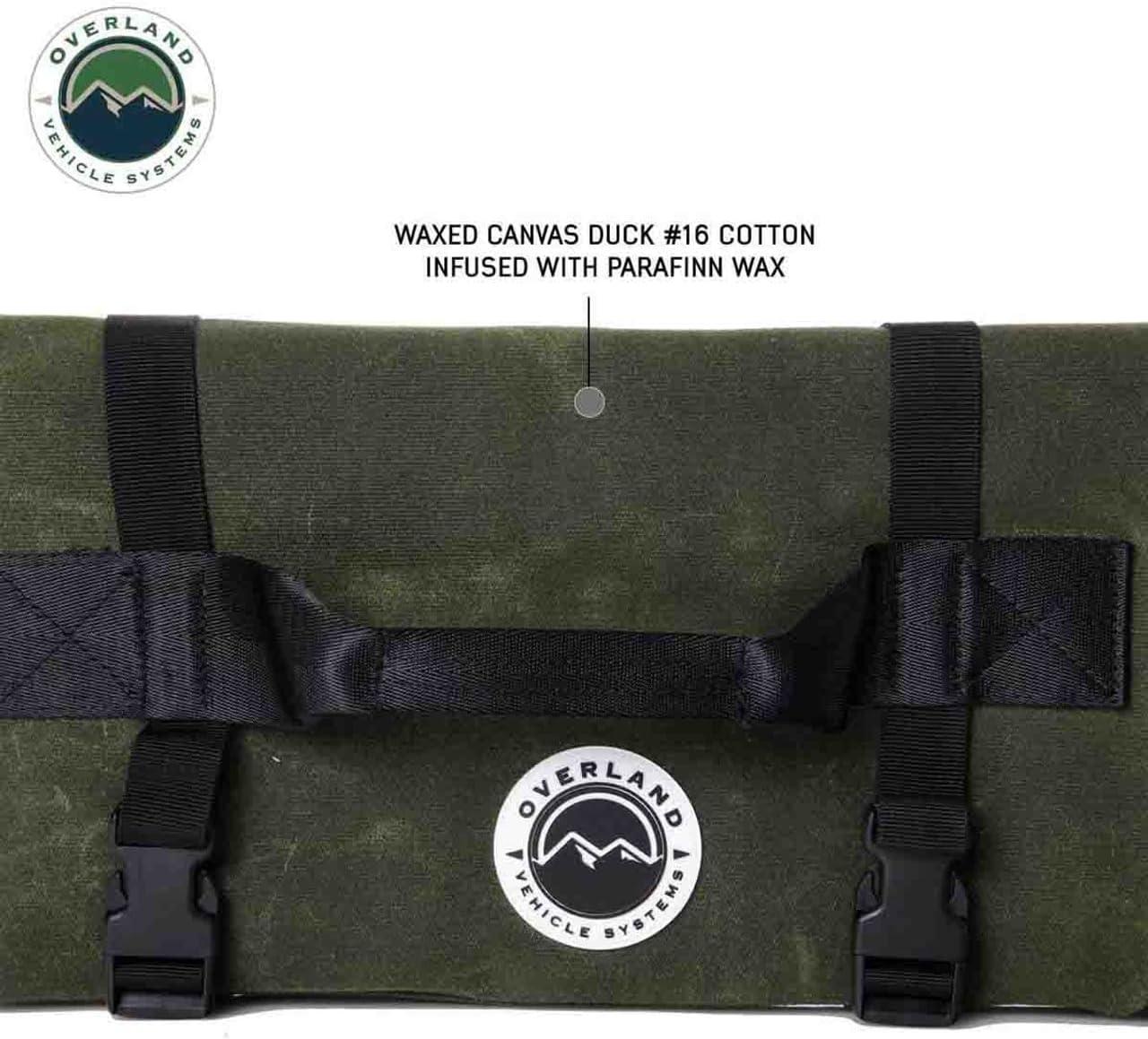Overland Vehicle Systems Rolled General Tool Storage Bag - #16 Military Style Waxed Canvas - 19 Storage Pockets - Infused with Paraffin Wax Waterproofing