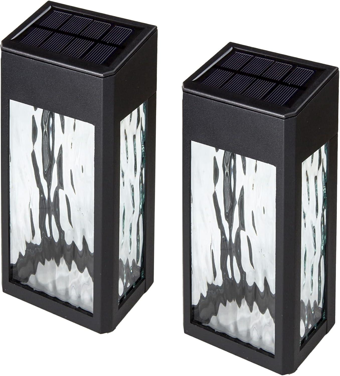 Classy Caps Black Powder Coated Aluminum Solar Powered Integrated LED Metal Deck Light (Set of 2)