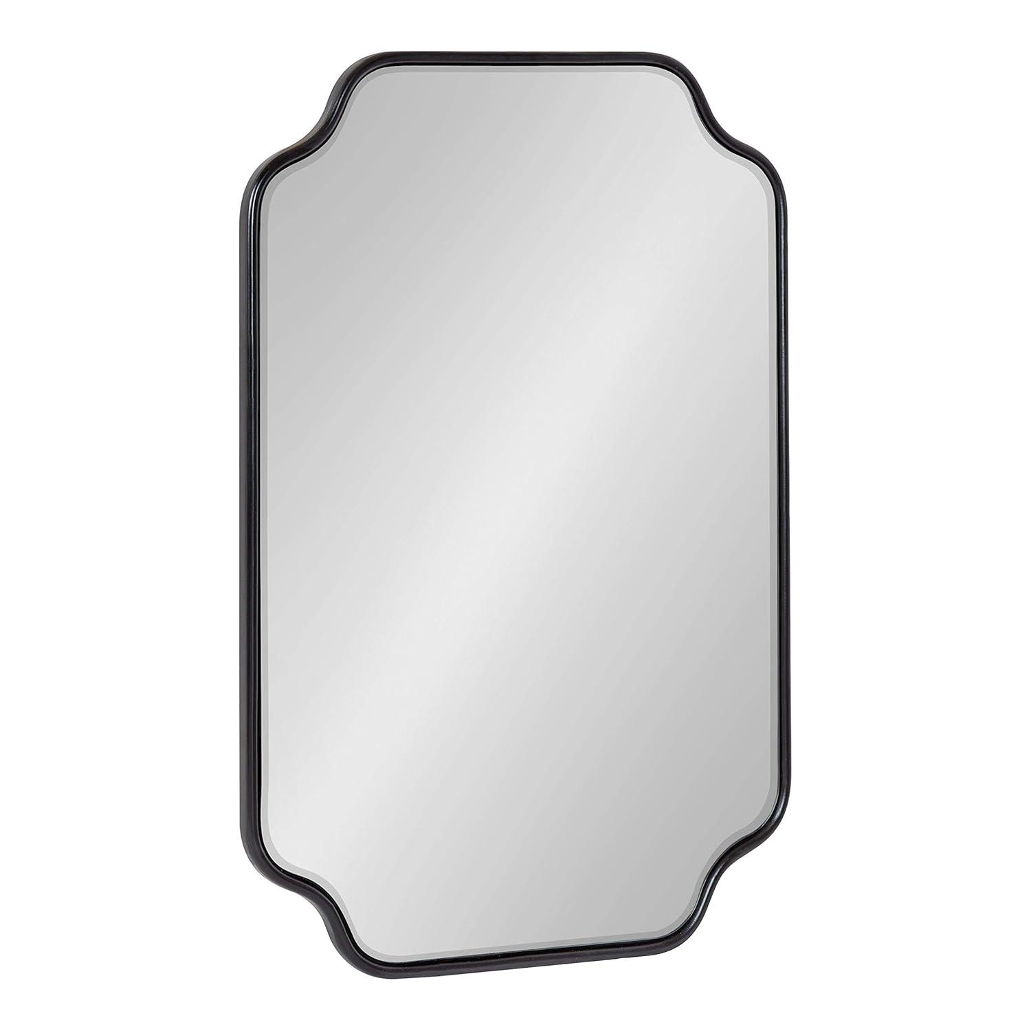 Kate and Laurel Plumley Glam Scalloped Wall Mirror, 18 x 24, Black, Transitional Mirror Wall Decor