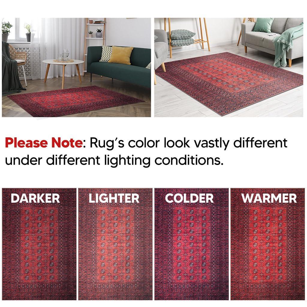 Keen Home Design Machine Washable Area Rugs with Non-slip Backing, Ideal for Hallway, Living Room, Bedroom, Kitchen and Laundry Room, Vintage Moroccan and Low Pile Rug ( 3' x 5' )