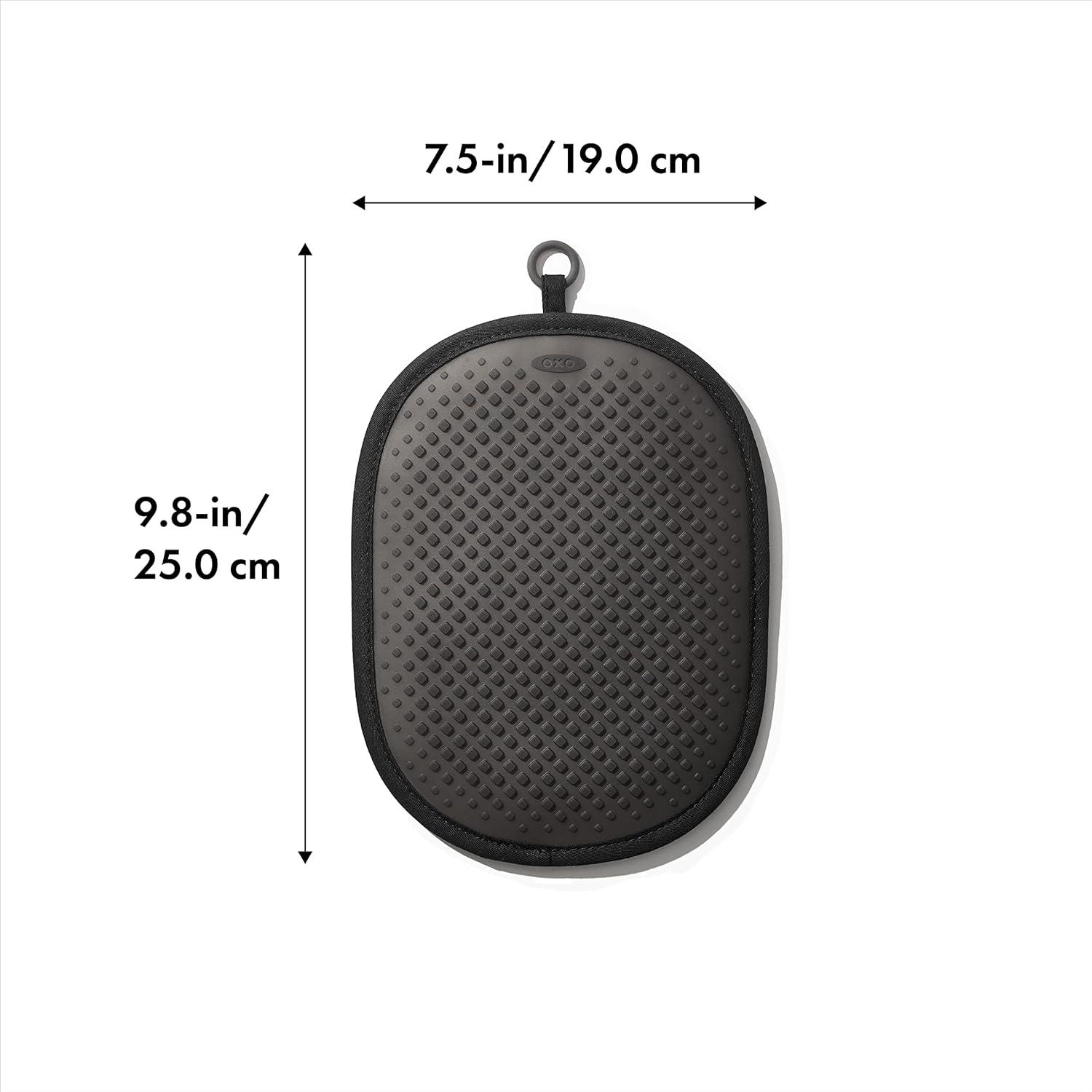 Black Silicone Diamond Pattern Pot Holder with Hanging Loop