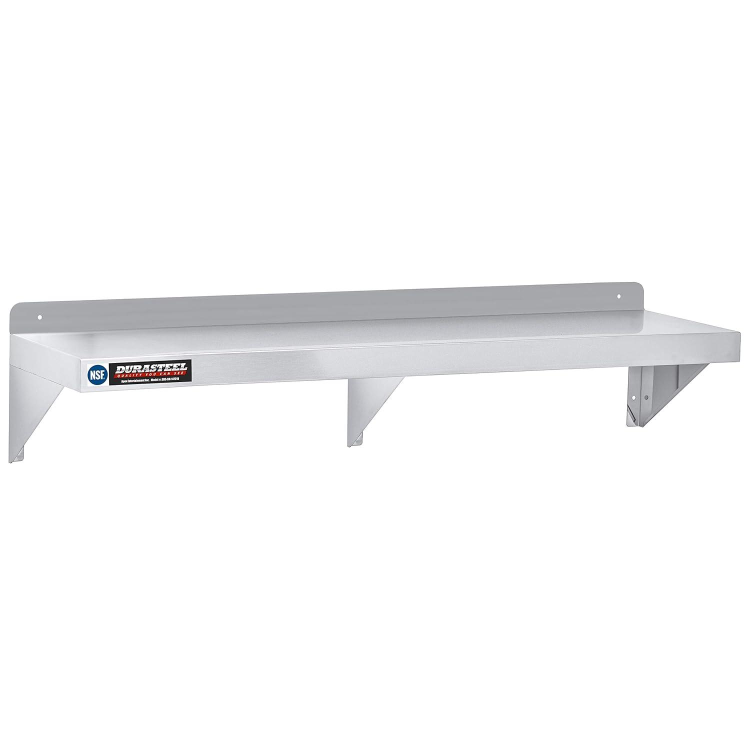 DuraSteel Stainless Steel Wall Shelf - 72" Wide x 14" Deep Commercial Grade - NSF Certified