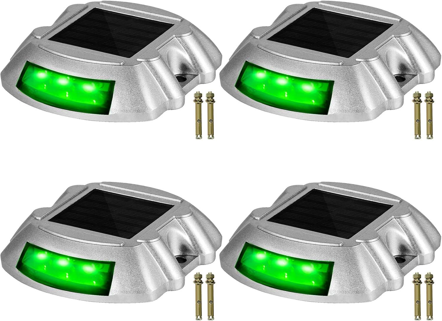 Solar Dock Lights Low Voltage Solar Powered Integrated LED Metal Pathway Light Pack (Set of 4)