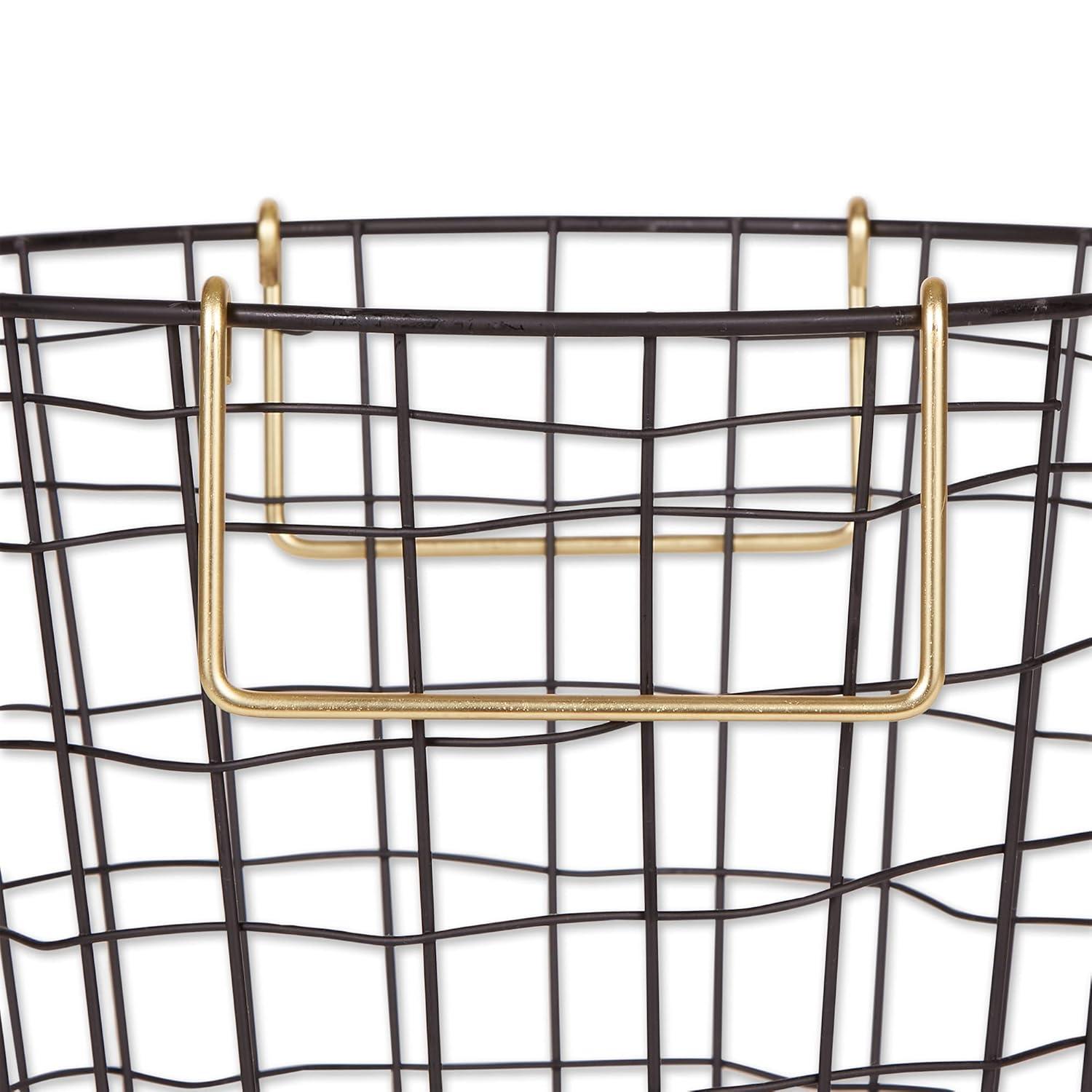 Cesta de Metal Mangos Negro/dorado Rectangular Pequeño 13X6X7