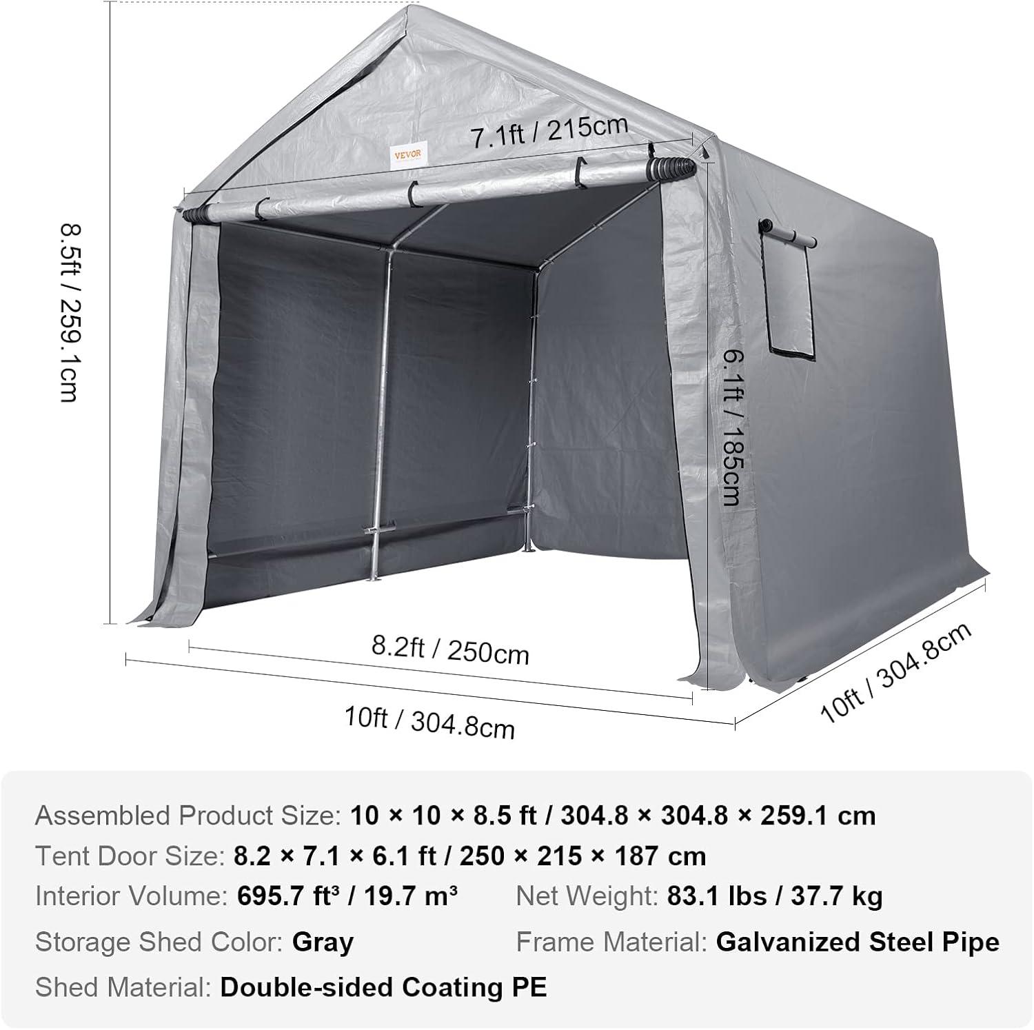 Gray 6' x 8' Portable Storage Shed with Windows