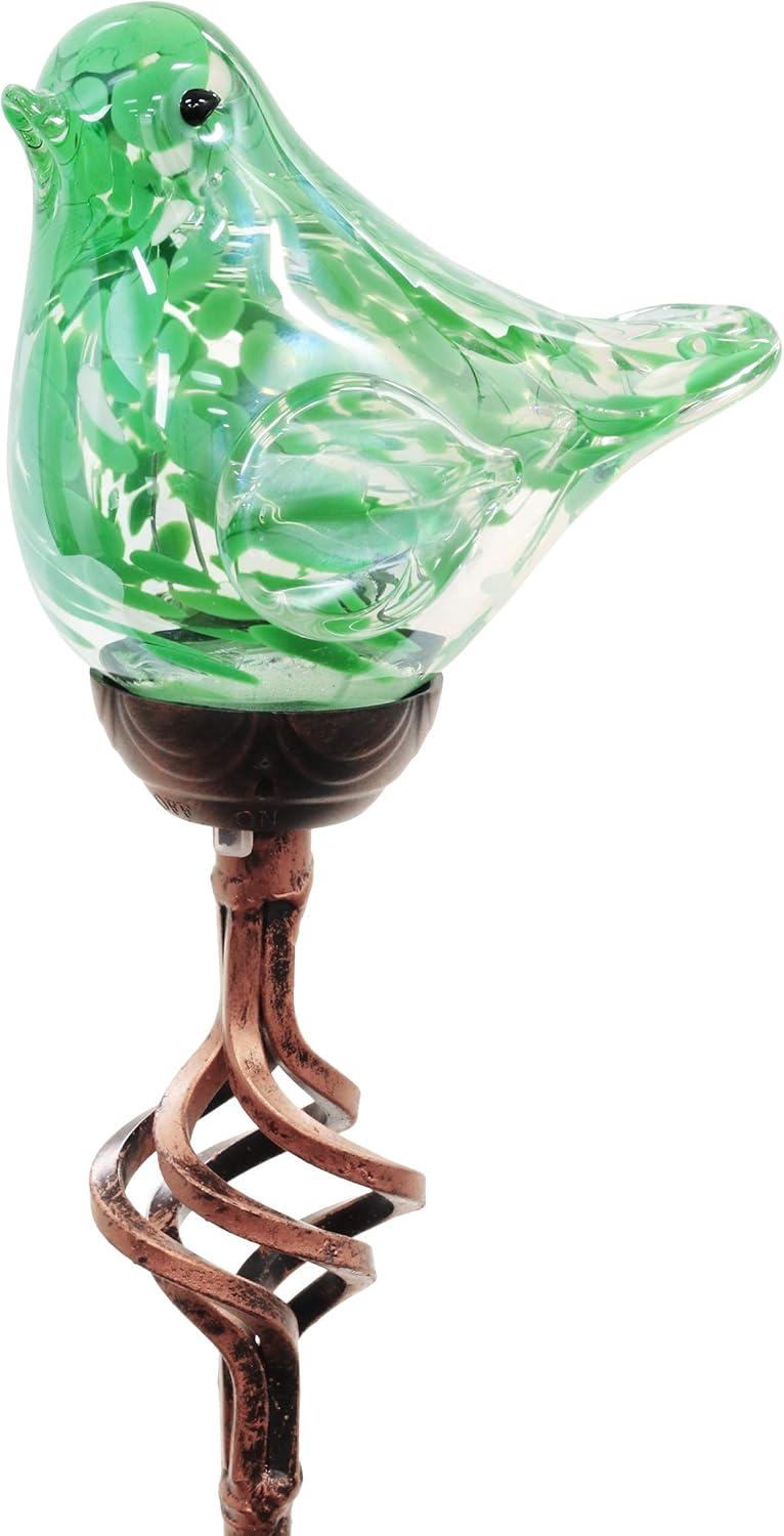 Exhart Exhart Solar Pearlized Hand Blown Glass Bird Garden Stake, 6 by 31 Inches