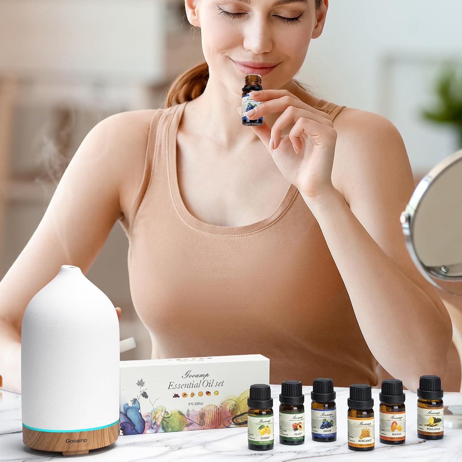 Essential Oils Set - Top 6 Blends for Diffusers, Home Care, Candle Making Scents, Fragrance, Aromatherapy, Humidifiers, Gifts - Peppermint, Tea Tree, Lavender, Eucalyptus, Lemongrass, Orange (10mL)