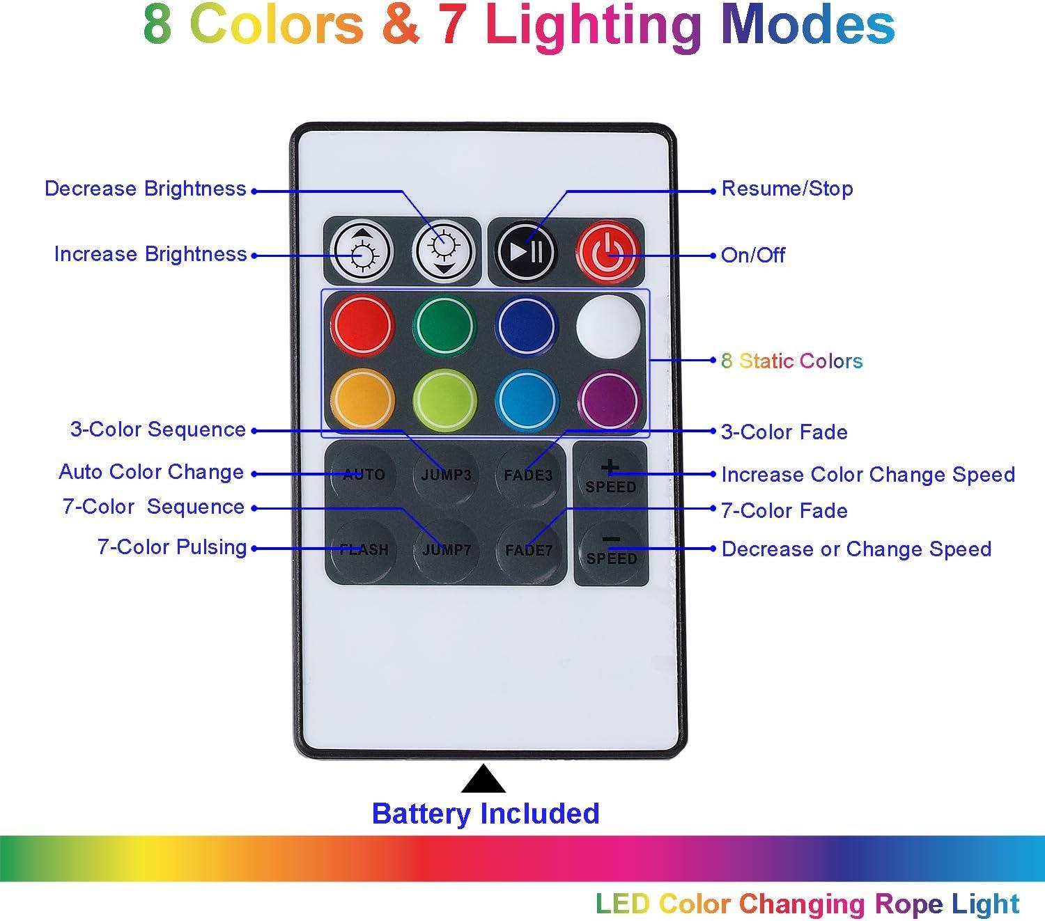 Led Strip Lights 16.4 Feet Outdoor Led Lights Waterproof 300 LEDs Flexible Led Light Strips Color Changing Music Sync RGB Rope Light with Remote Smart Led Lights for Bedroom Home Kitchen