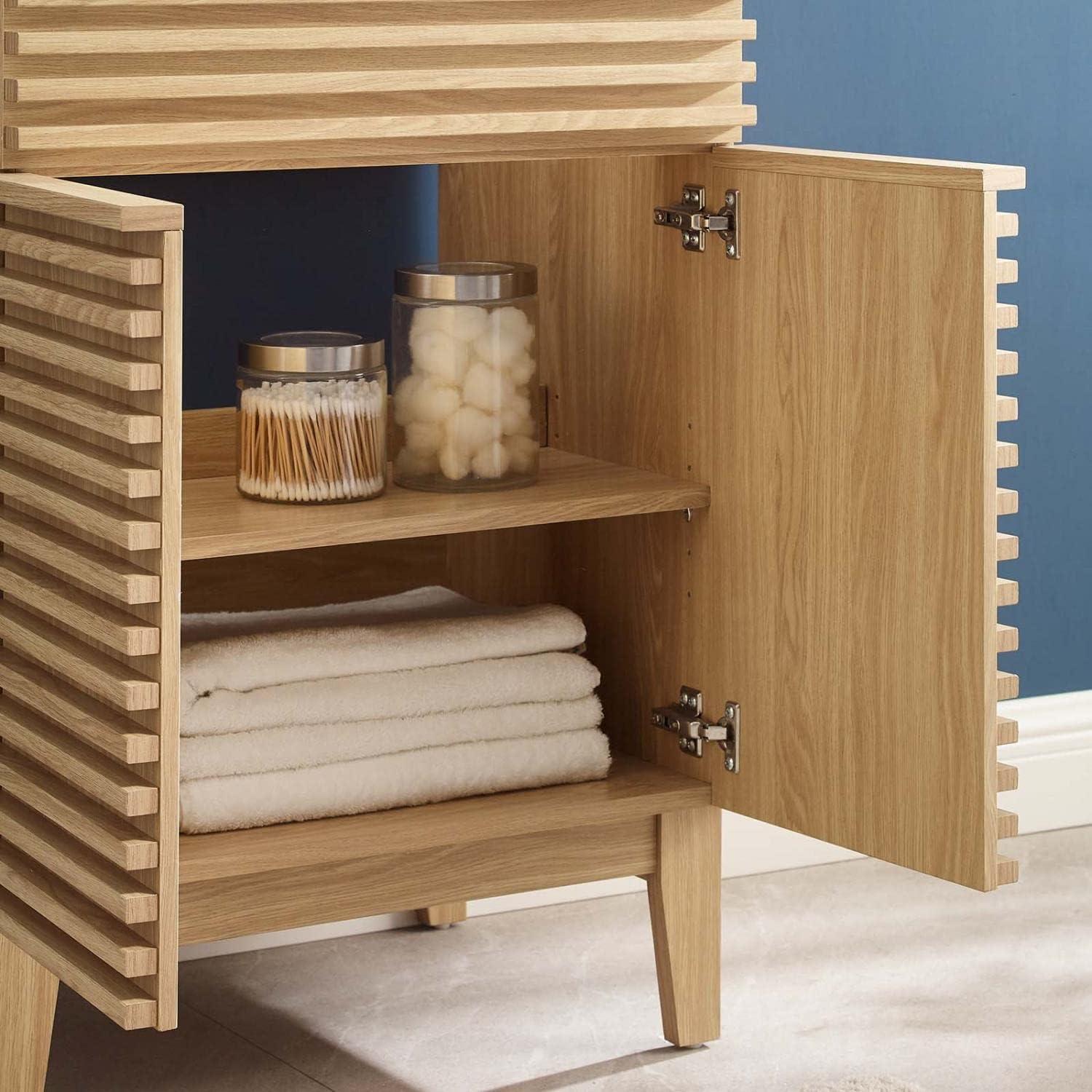 odway Render Modern Style Wood Bathroom Vanity Cabinet in Oak