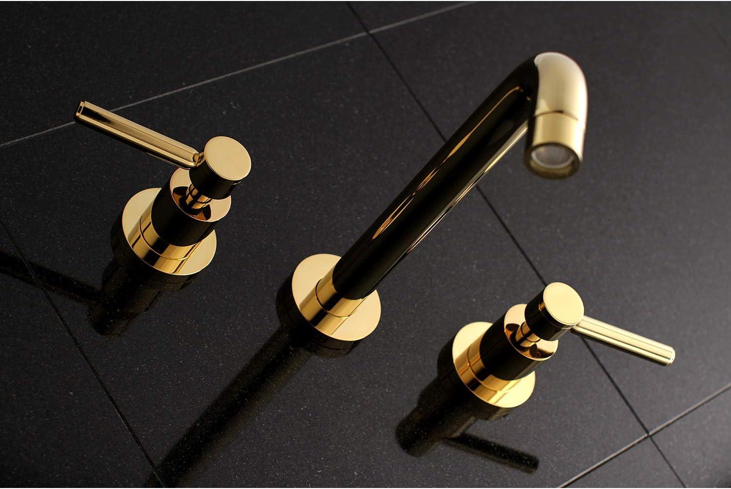 Polished Brass Double Handle Wall Mount Tub Faucet