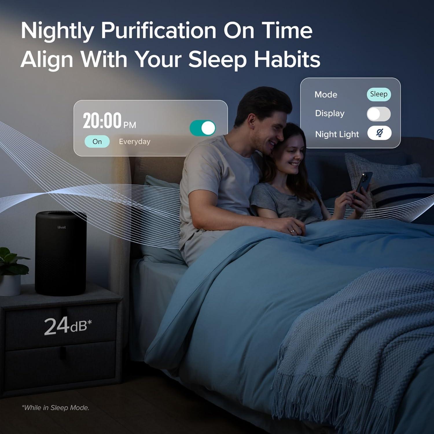 Black HEPA Smart Air Purifier with Alexa and Google Assistant