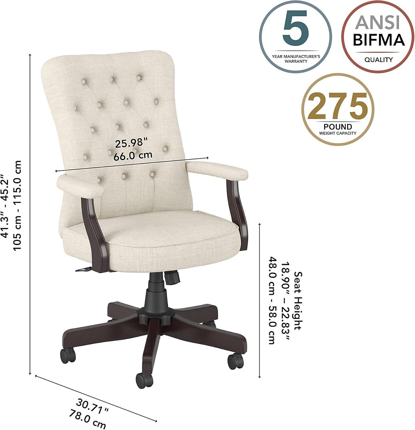 Bush Saratoga Upholstered Fabric Office Chair with High Back in Cream
