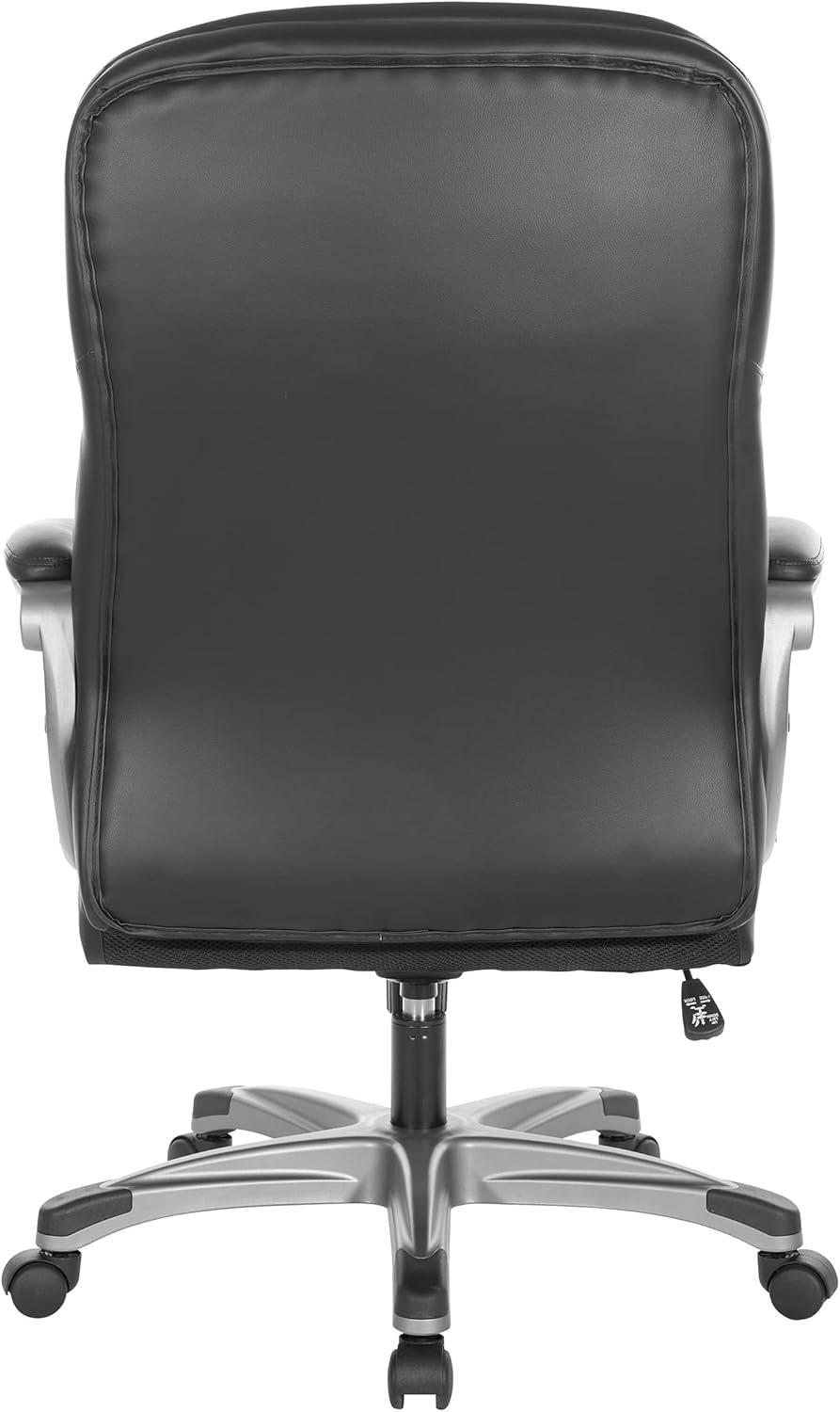 Executive Black Bonded Leather Chair with Titanium Coated Nylon Base