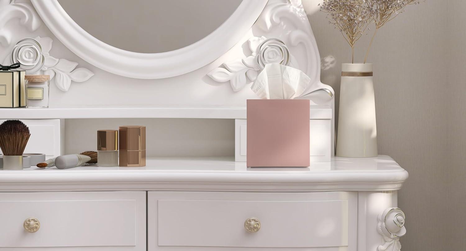 Blush Pink Resin Square Tissue Box Cover