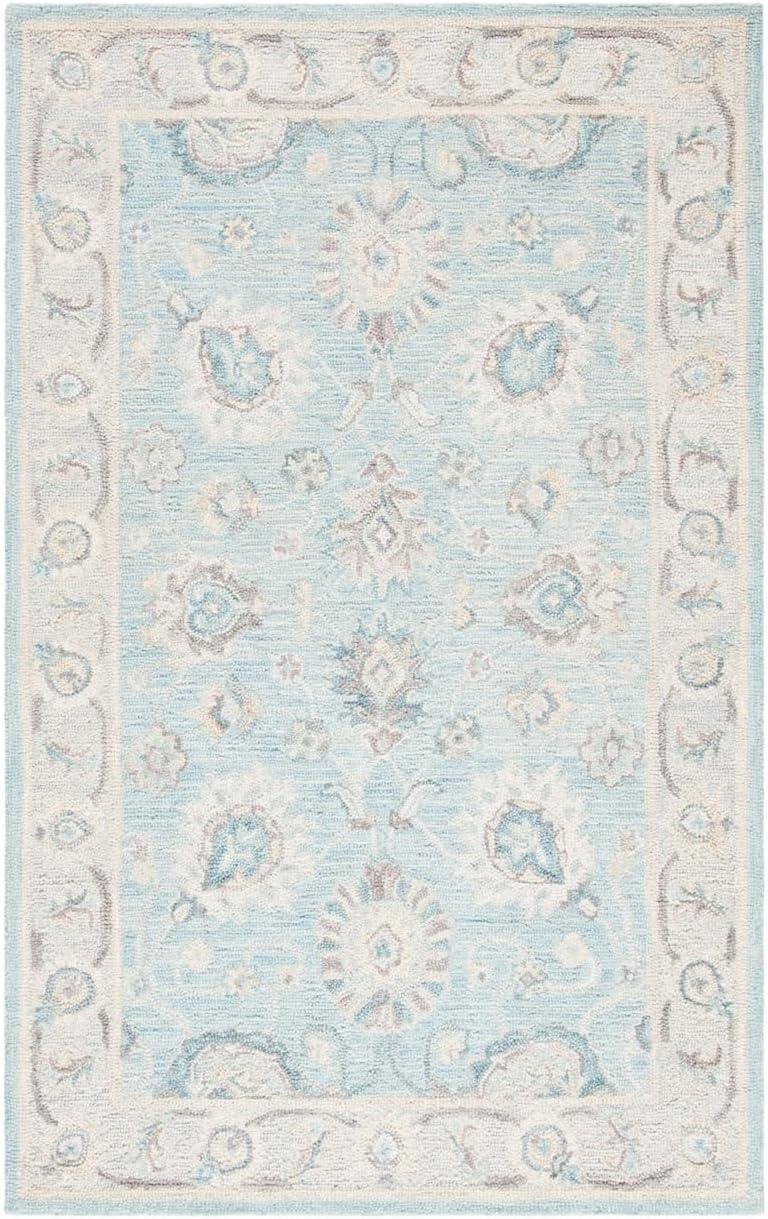 Grey and Multicolor Tufted Wool and Viscose 5' x 8' Area Rug