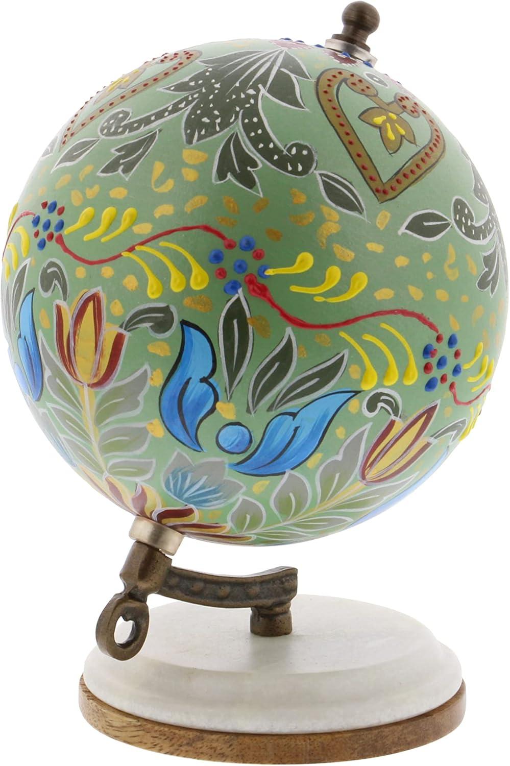 Decmode Modern 7 Inch Resin And Wood Decorative Lattice Globe, Multicolor