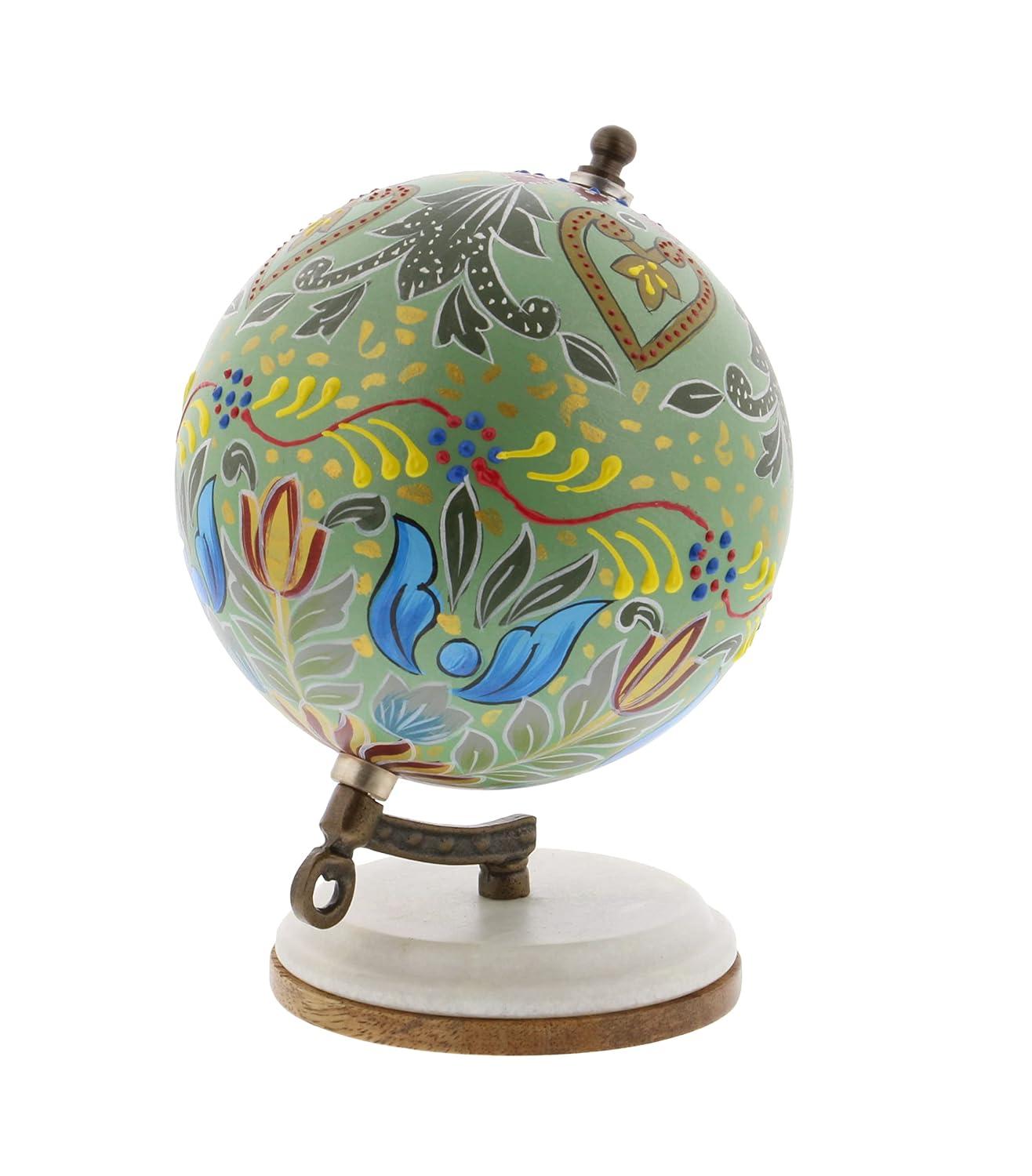 Decmode Modern 7 Inch Resin And Wood Decorative Lattice Globe, Multicolor