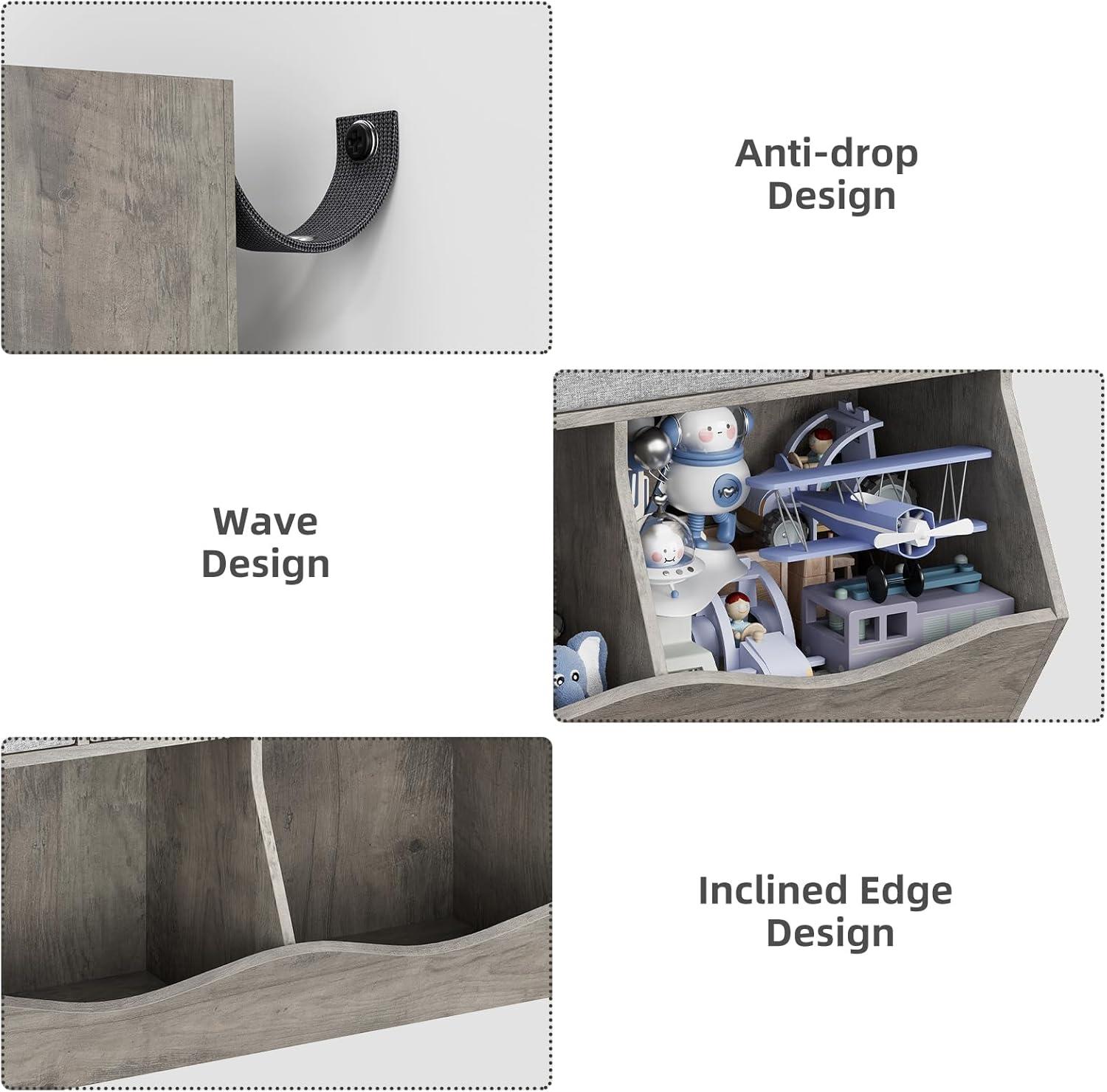 3-Tier Kids Bookshelf, Toy Storage Organizer with 3 Drawers,Wooden Bookcase with Large Toy Storage Cabinet for Playroom