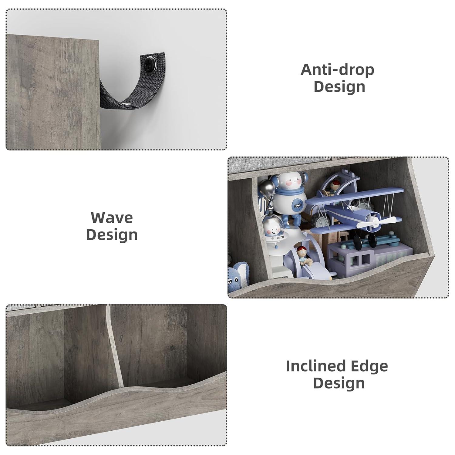 3-Tier Kids Bookshelf, Toy Storage Organizer with 3 Drawers,Wooden Bookcase with Large Toy Storage Cabinet for Playroom