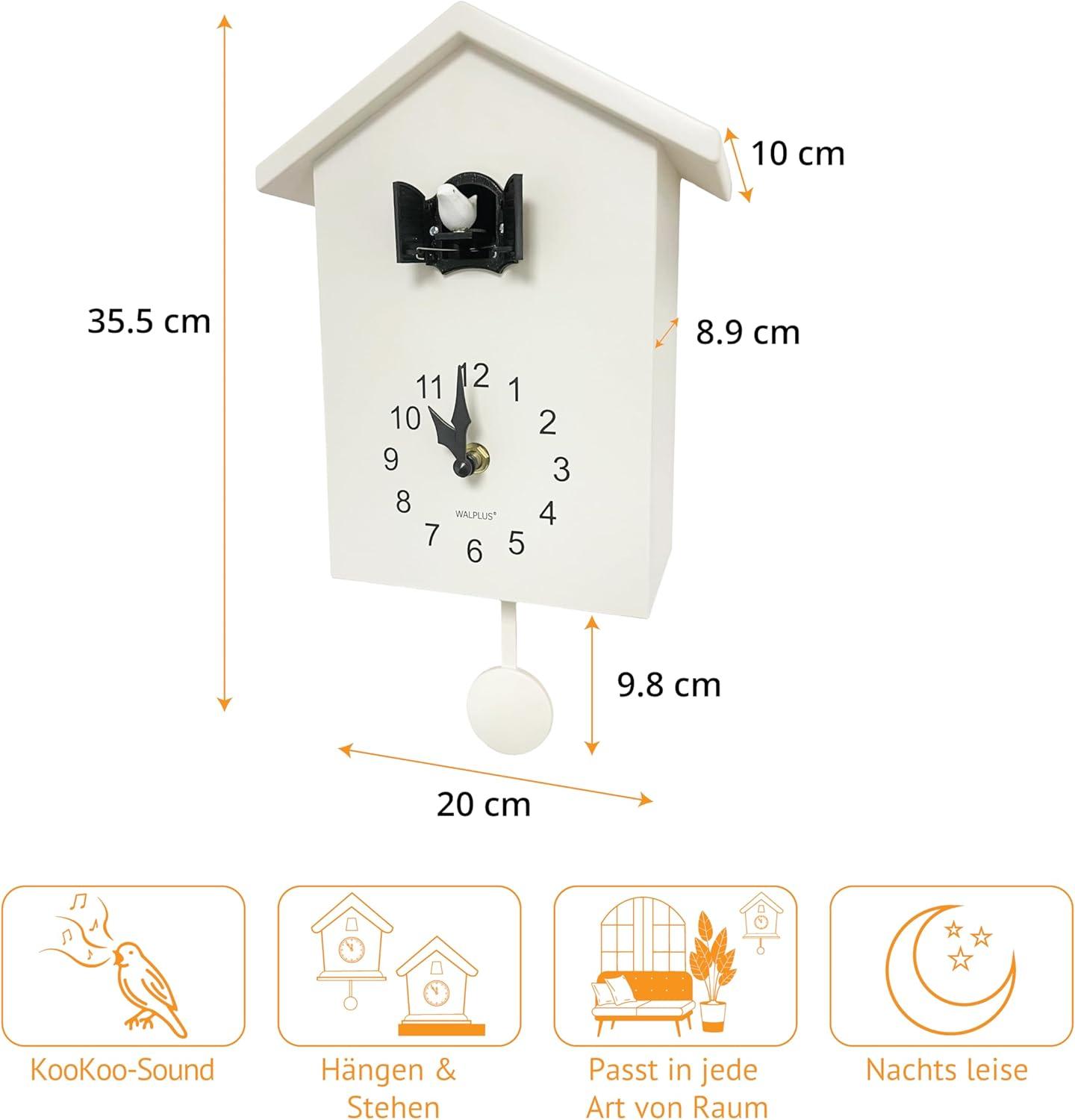 White PVC Modern Minimalist Cuckoo Clock with Pendulum