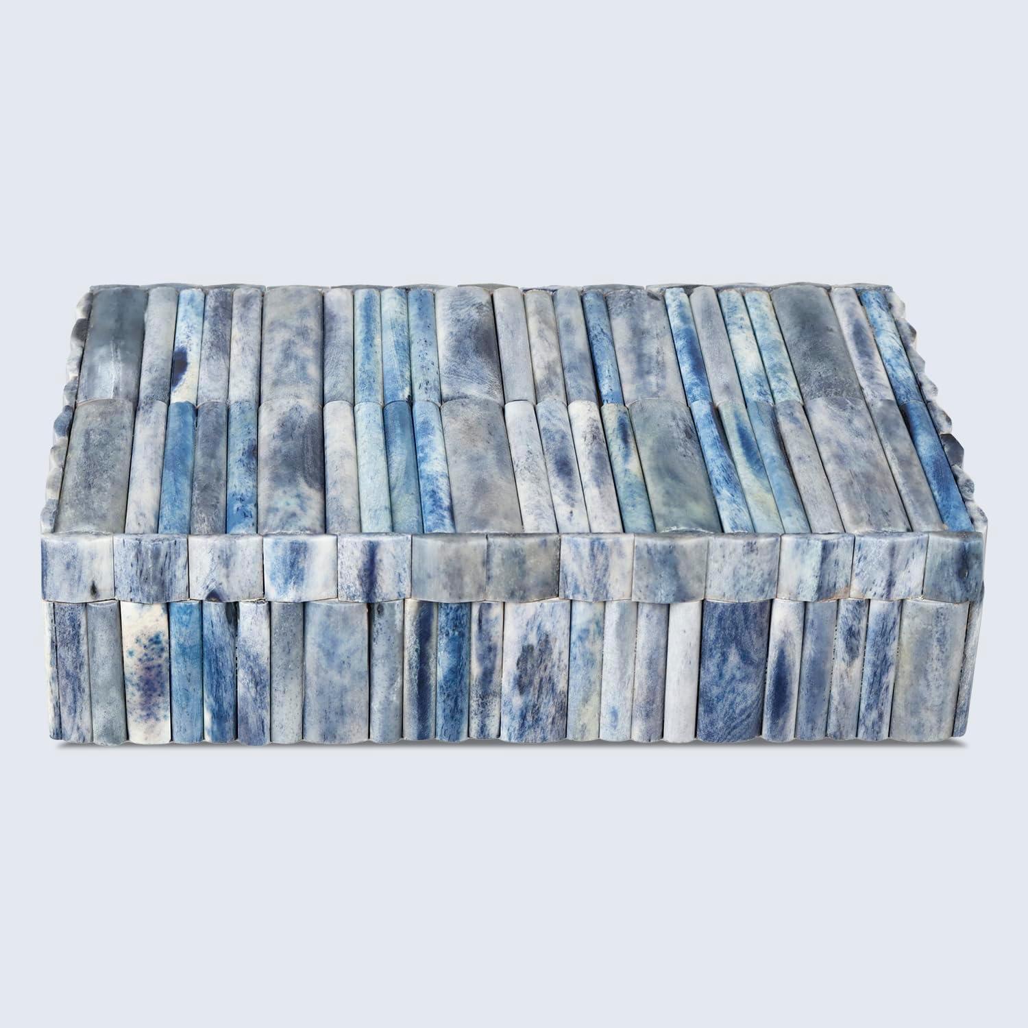 Handicrafts Home Decorative Box - Handmade Jewelry Organizer Box with Lid - Keepsake Box for Home Decor, Jewelry, Accessories, Collectibles - Modern Wooden Storage Box - Ocean, 8X6X1.5 inch