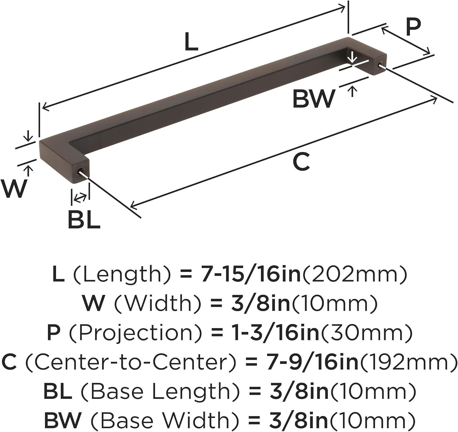 Monument 7-9/16 inch (192mm) Center-to-Center Polished Nickel Cabinet Pull