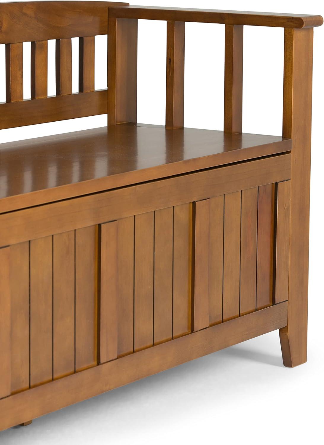 Acadian Light Avalon Brown Solid Wood Transitional Storage Bench