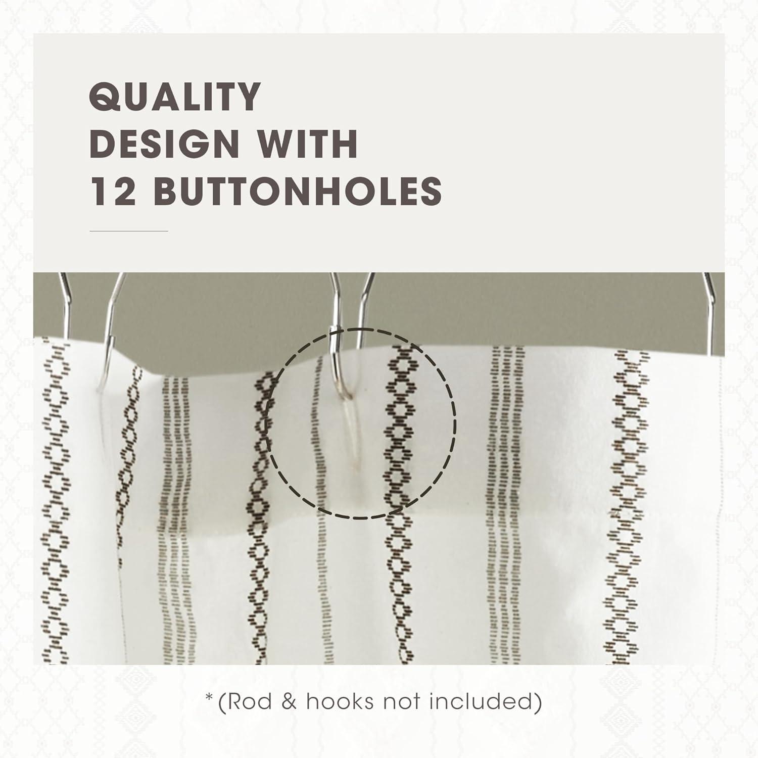 INK+IVY Imani 100% Cotton Printed Shower Curtain with Chenille