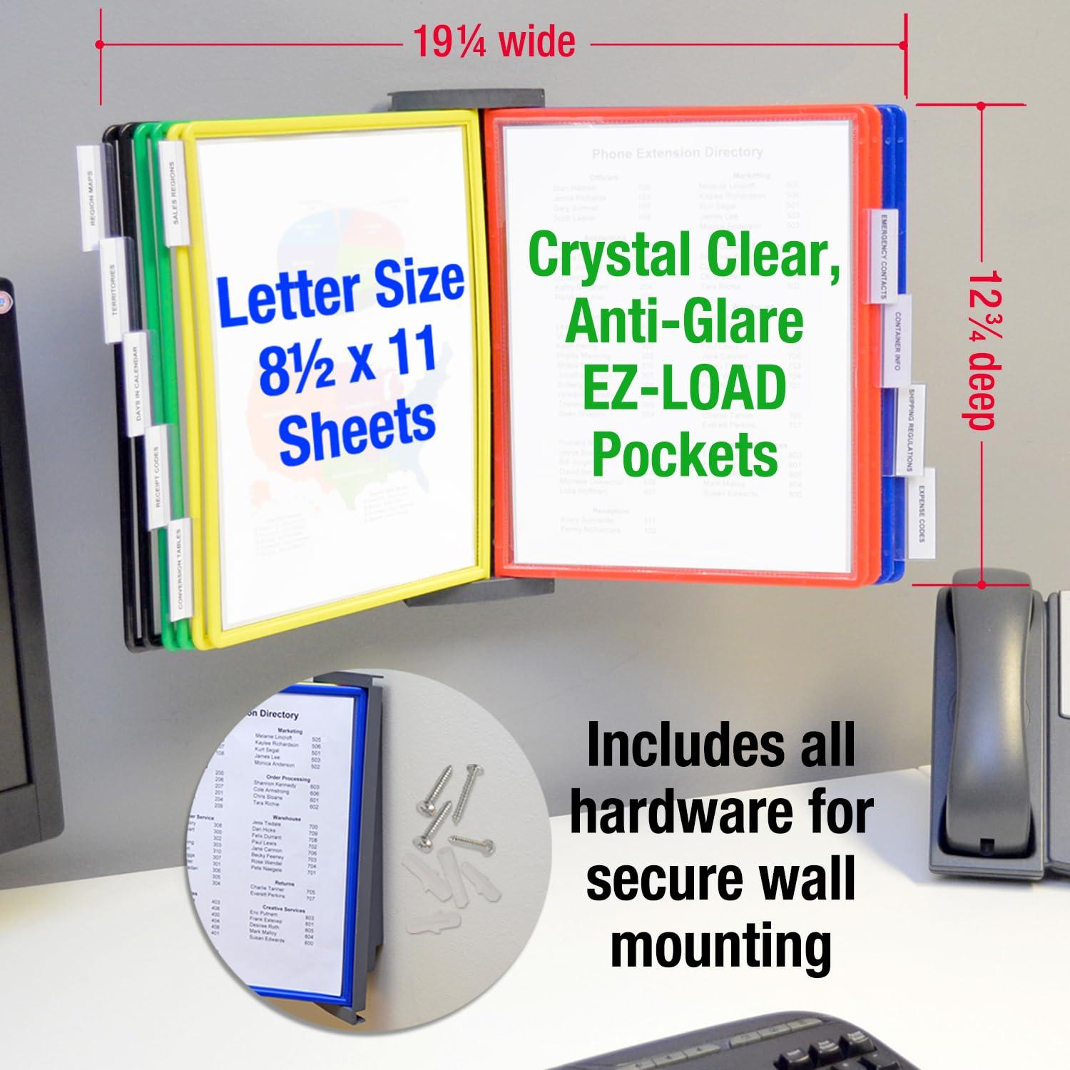 Ultimate Office AdjustaView™ 10-Pocket Wall Reference Organizer with Easy-Load Pockets and Mounting Screws