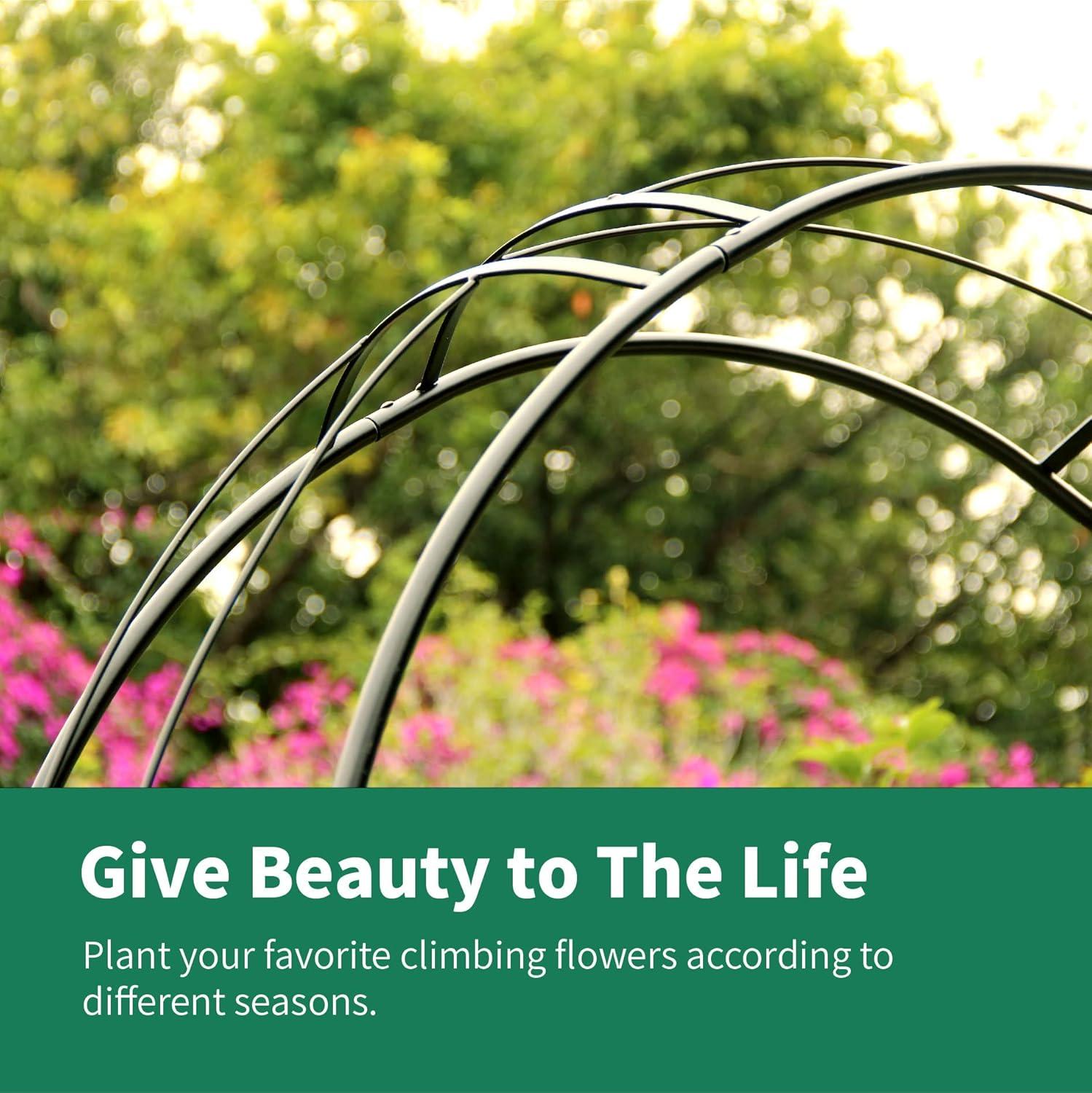 SCENDOR Black Metal Garden Arch Arbor Archway, Stereoscopic Graceful Curve Design perfect for Climbing Plants Outdoor and Wedding Ceremony, 18.1 lb