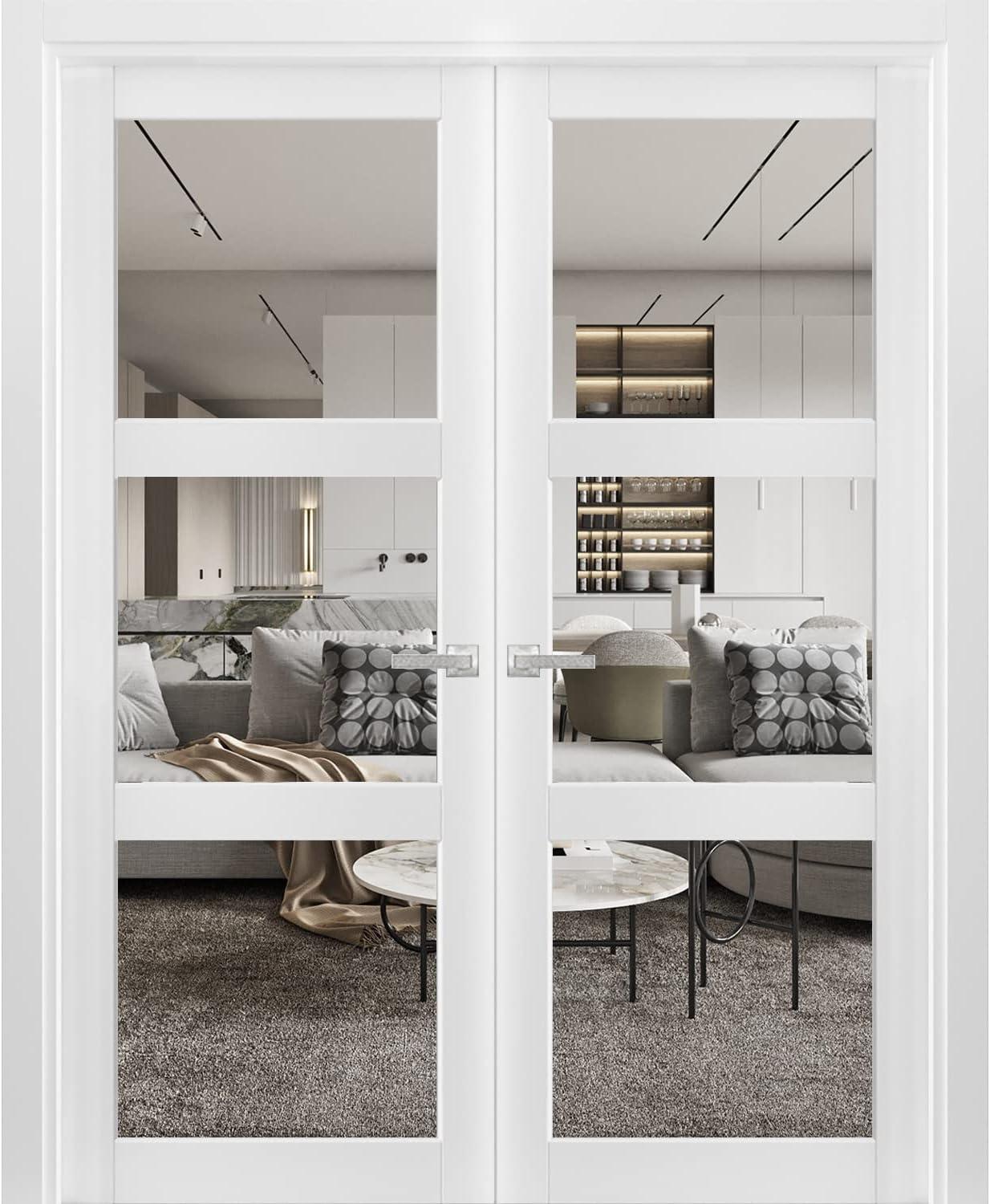 Interior Lucia Clear Glass Wood French White Doors