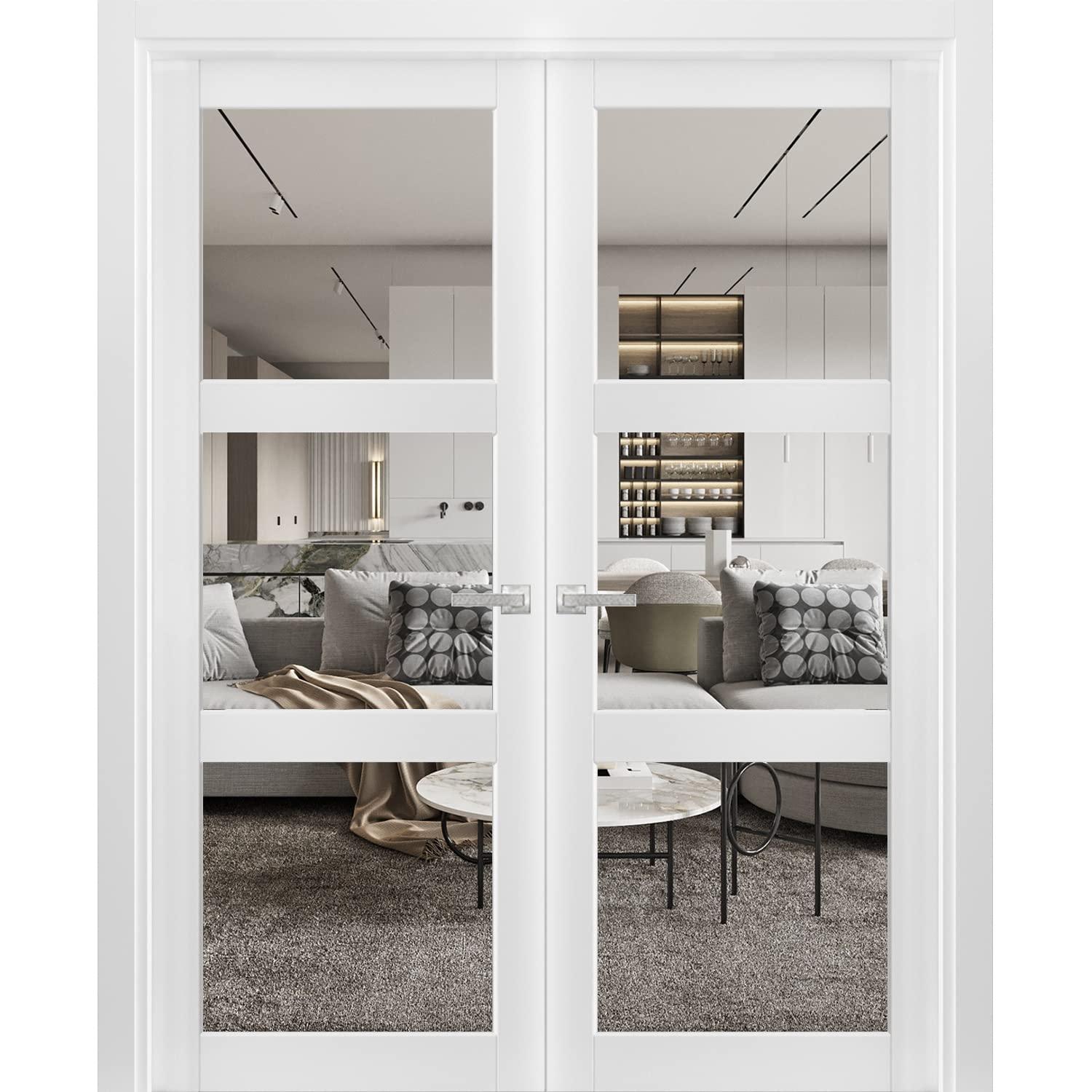 Interior Lucia Clear Glass Wood French White Doors