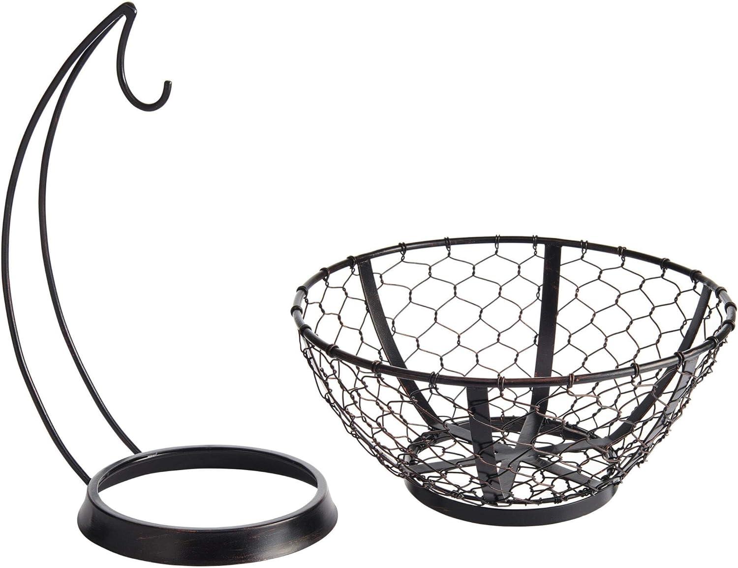 Black Iron Circular Fruit Basket with Banana Hook