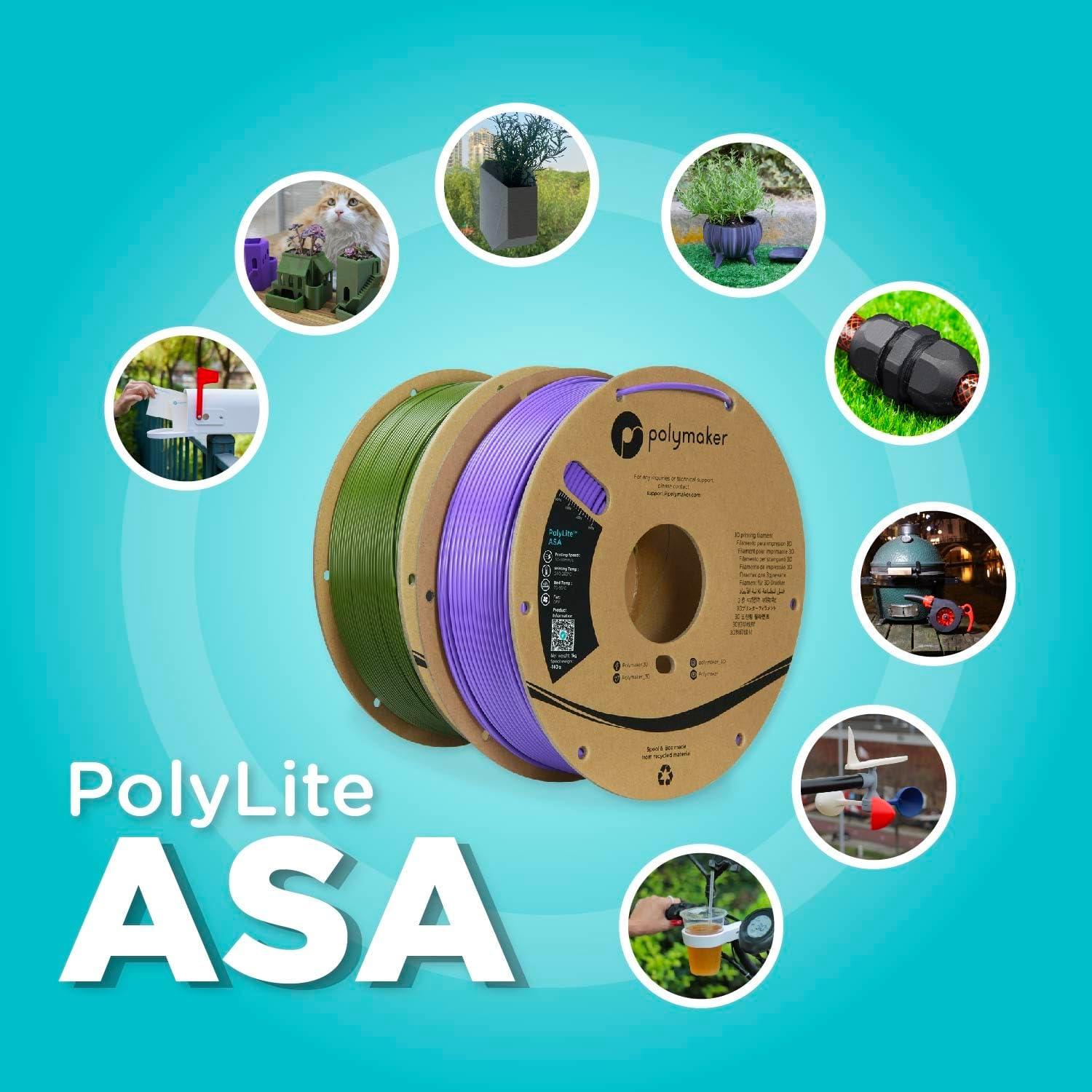 Polymaker ASA Filament 1.75mm Army Brown, 1kg ASA 3D Printing Filament, Heat & Weather Resistant - ASA 3D Printer Filament Perfect for Printing Outdoor Functional Parts