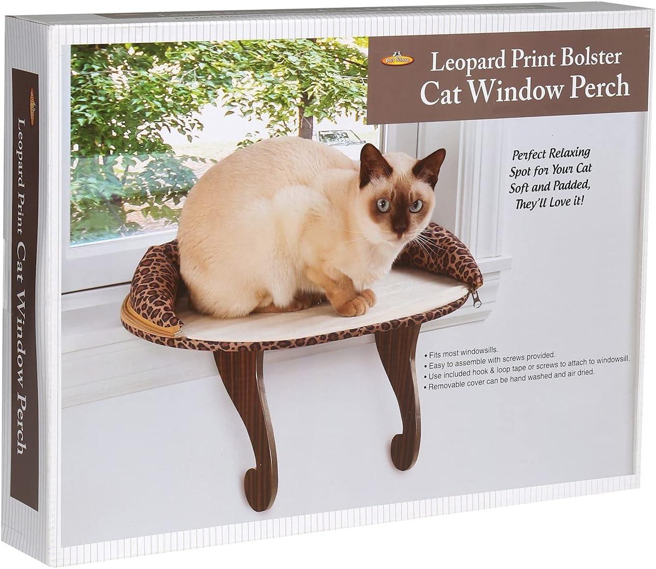 212 Main 5324 Leopard Print Bolster Cat Window Perch