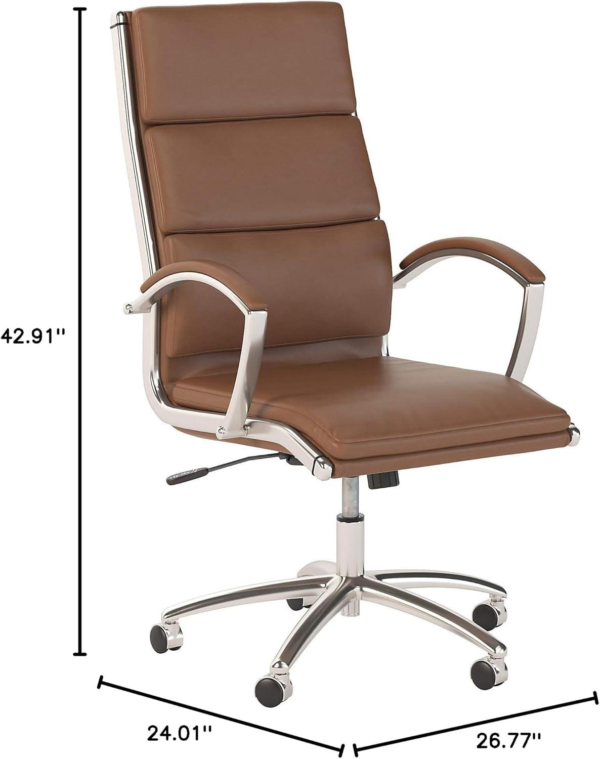 Saddle Tan High Back Leather Executive Swivel Chair