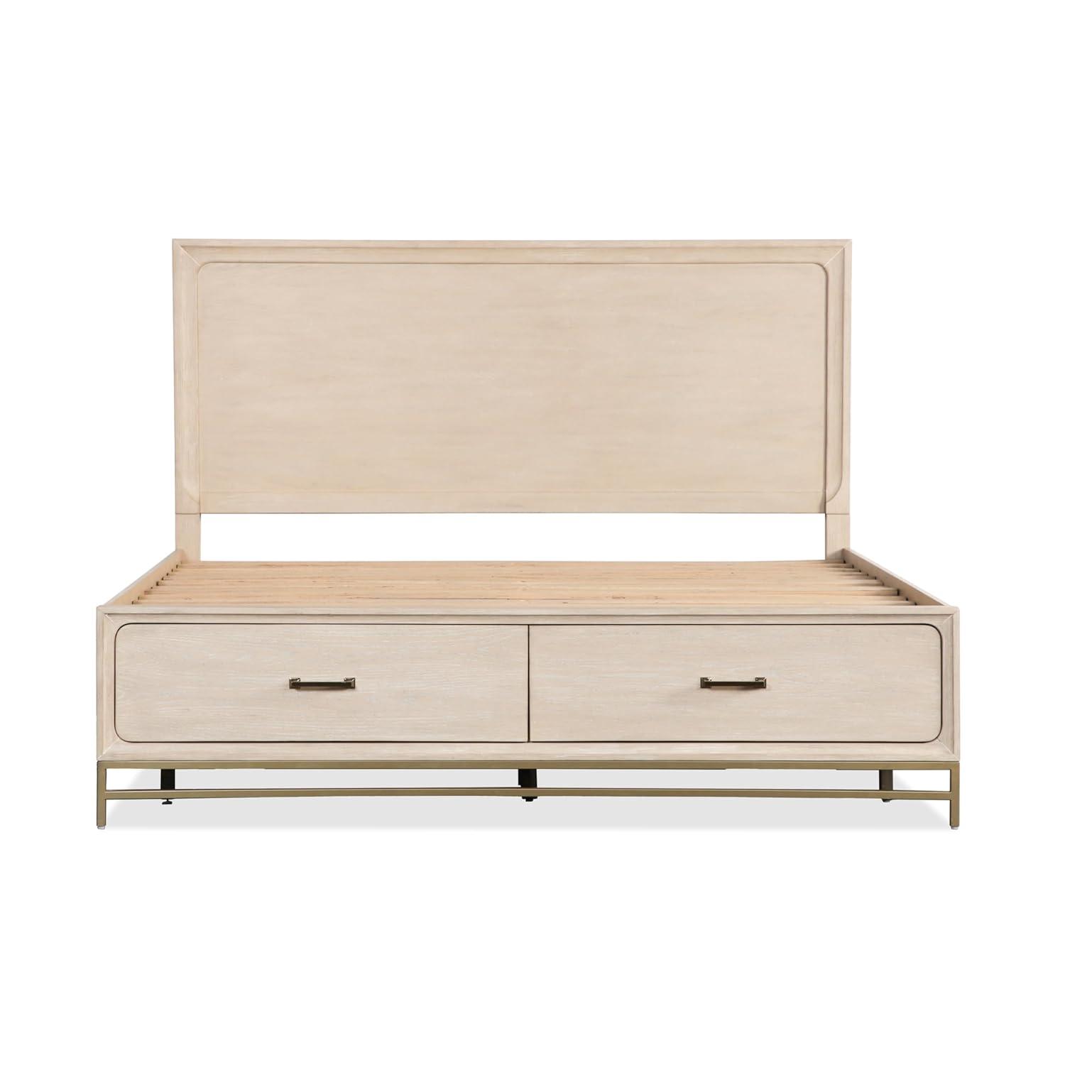 HOMES: Inside + Out 3pc Queen Neovesi Platform Bedroom Set Boho with 2 Nightstands Oak