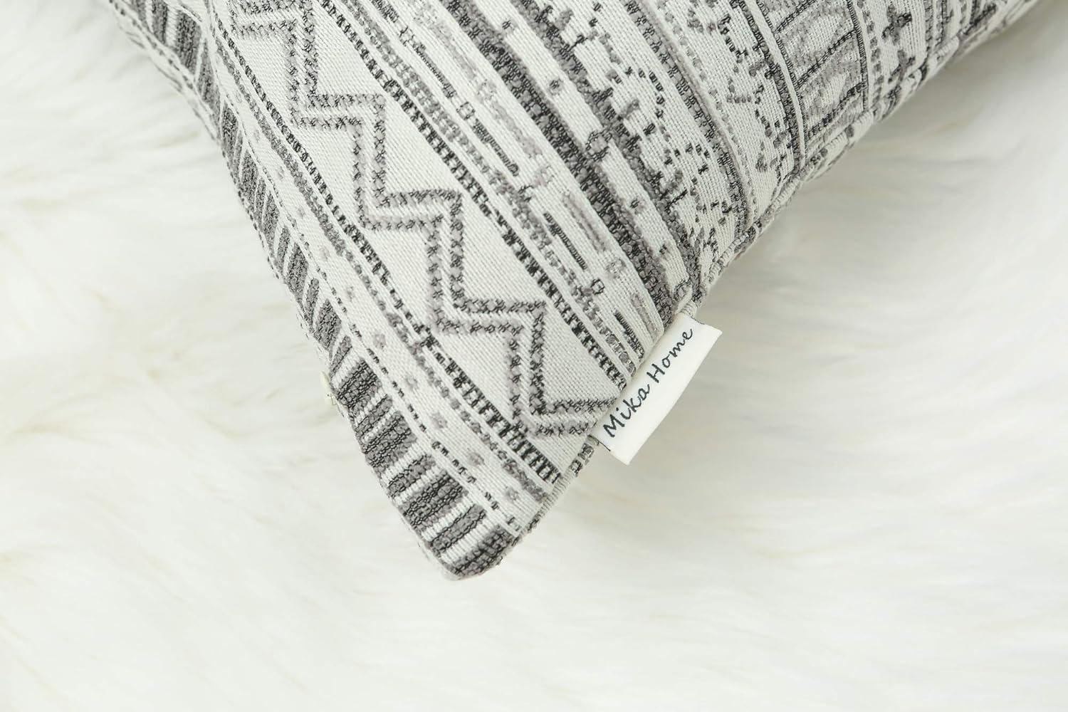 Bohemian Gray Cream Striped Geometric 20x20 Pillow Covers